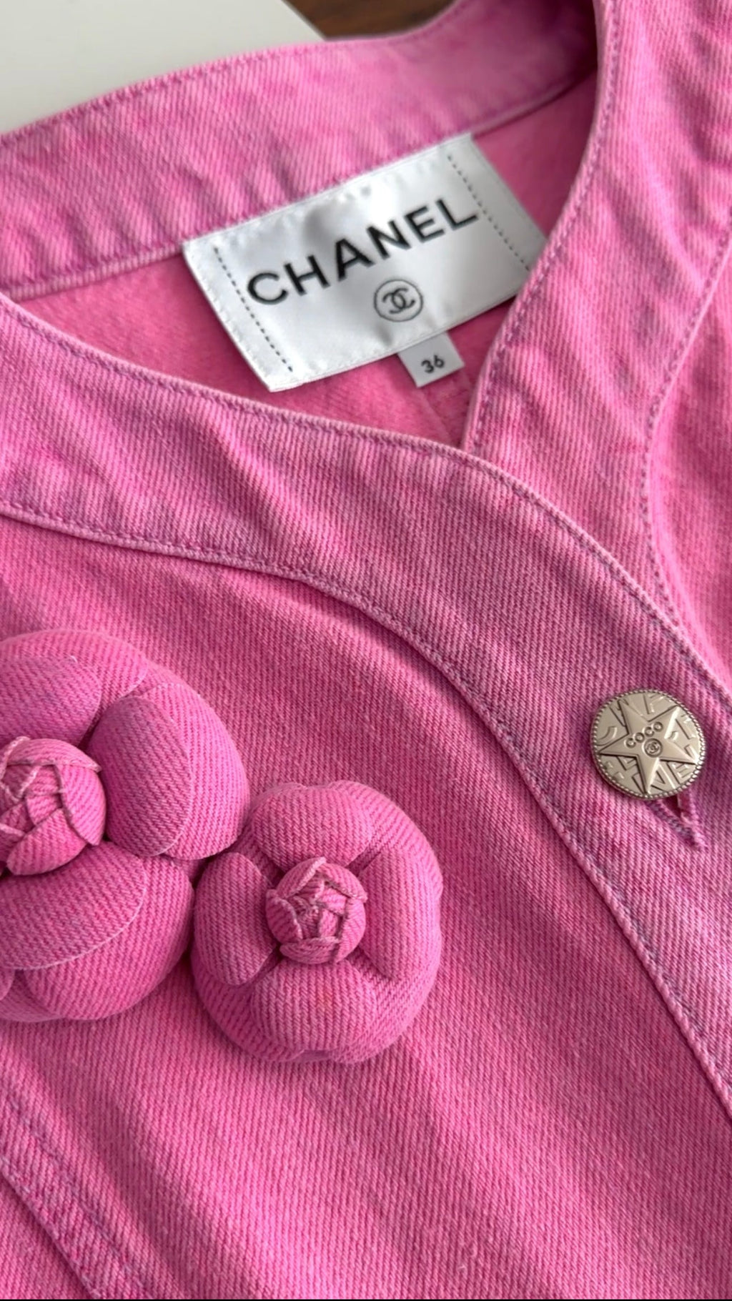 Chanel Spring 2021 Bright Pink Denim Jacket - FR36 / 4