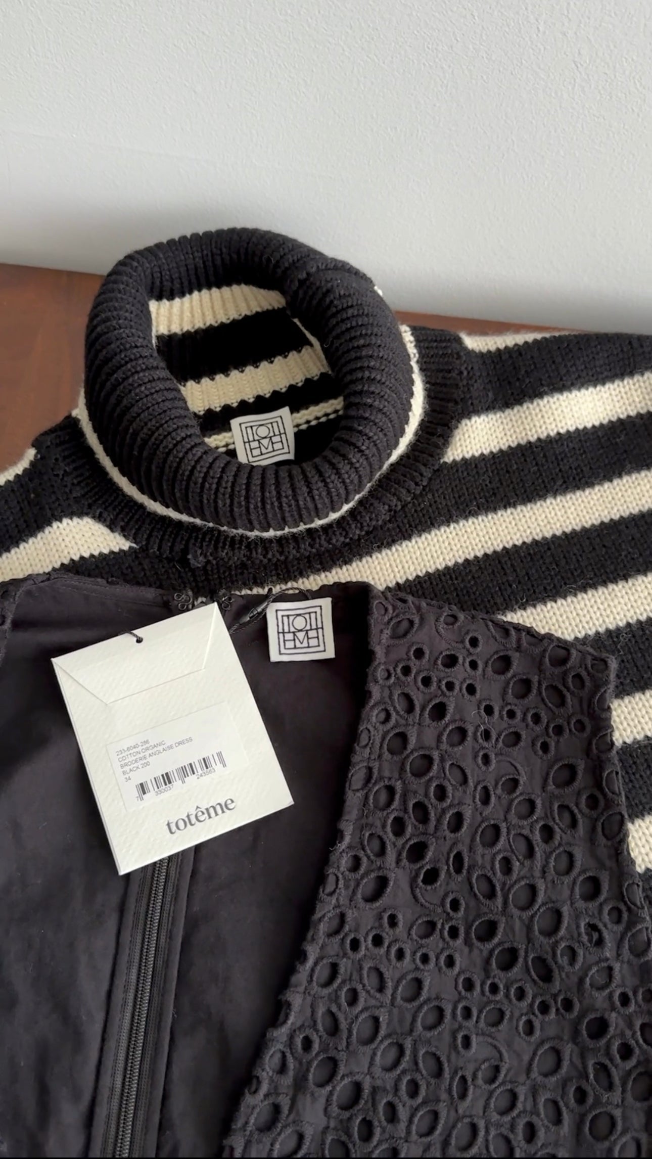 Toteme Signature Stripe Turtleneck in Black and Ivory - XS / S
