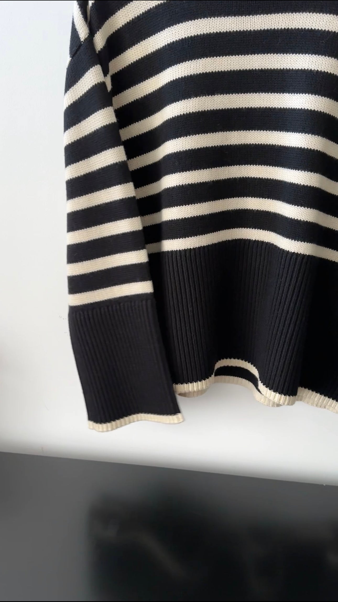 Toteme Signature Stripe Turtleneck in Black and Ivory - XS / S