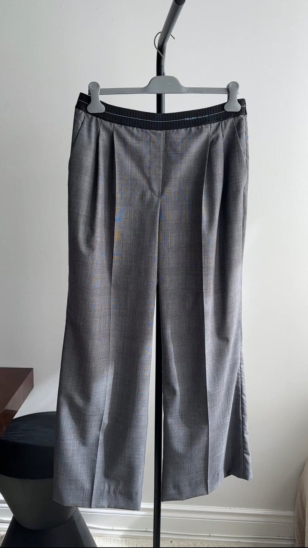 Prada Grey Check Trousers with Logo Band - IT46 / USA 10 / L