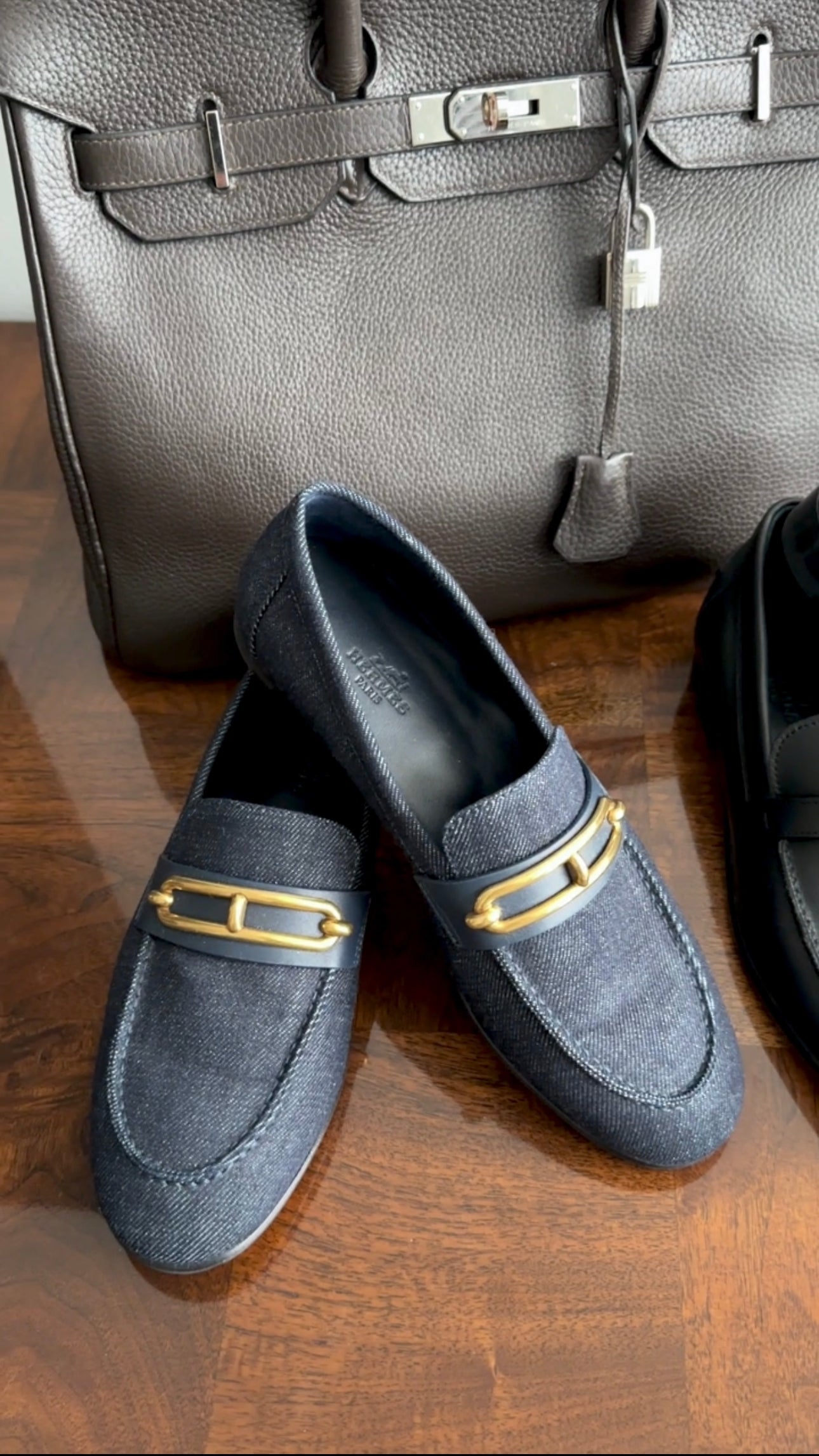 Hermes Colette Dark Blue Denim Loafer with GHW - 37