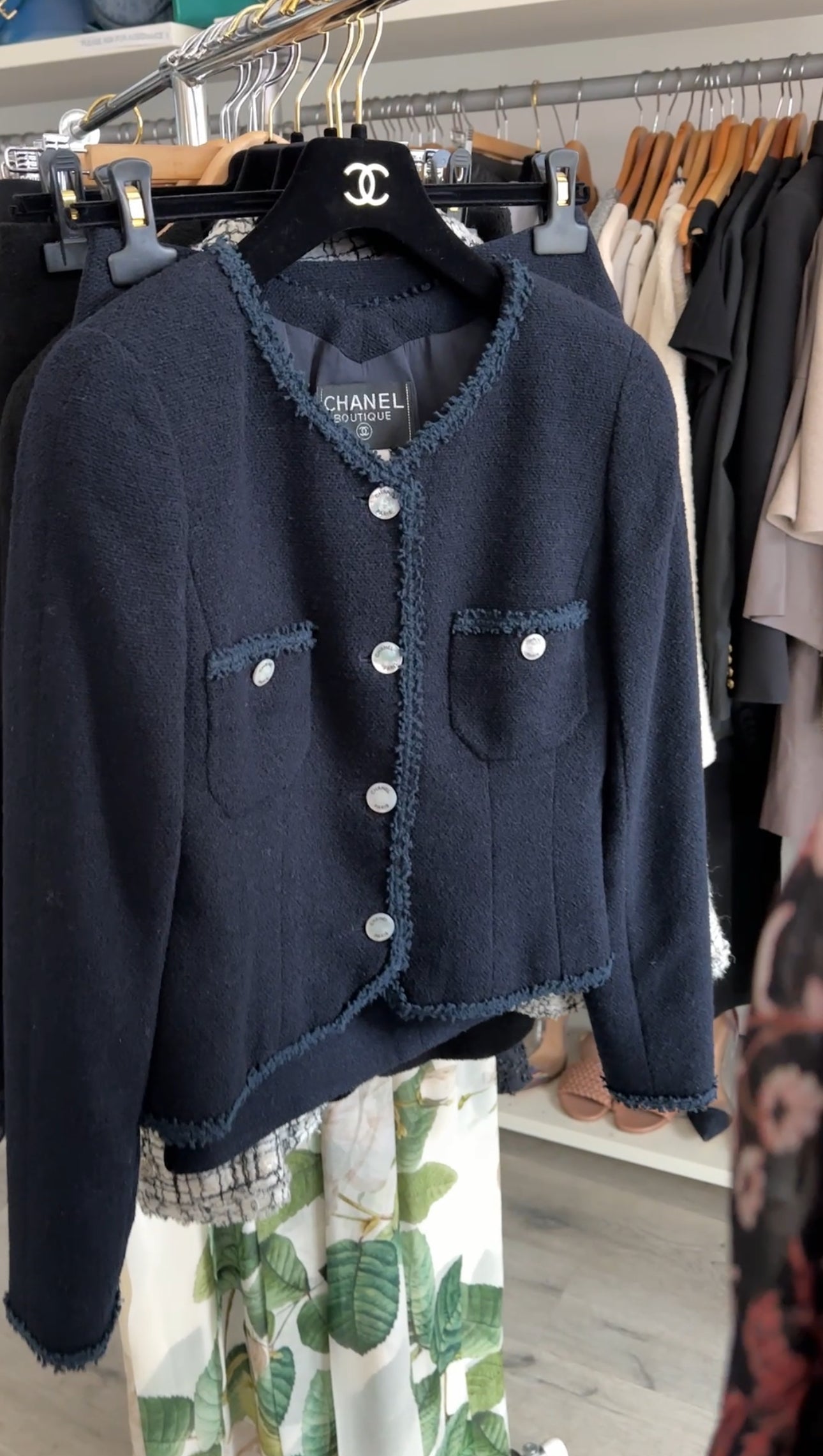 Chanel Vintage 97P Navy Wool Skirt Suit with MOP Buttons - FR38 / 6
