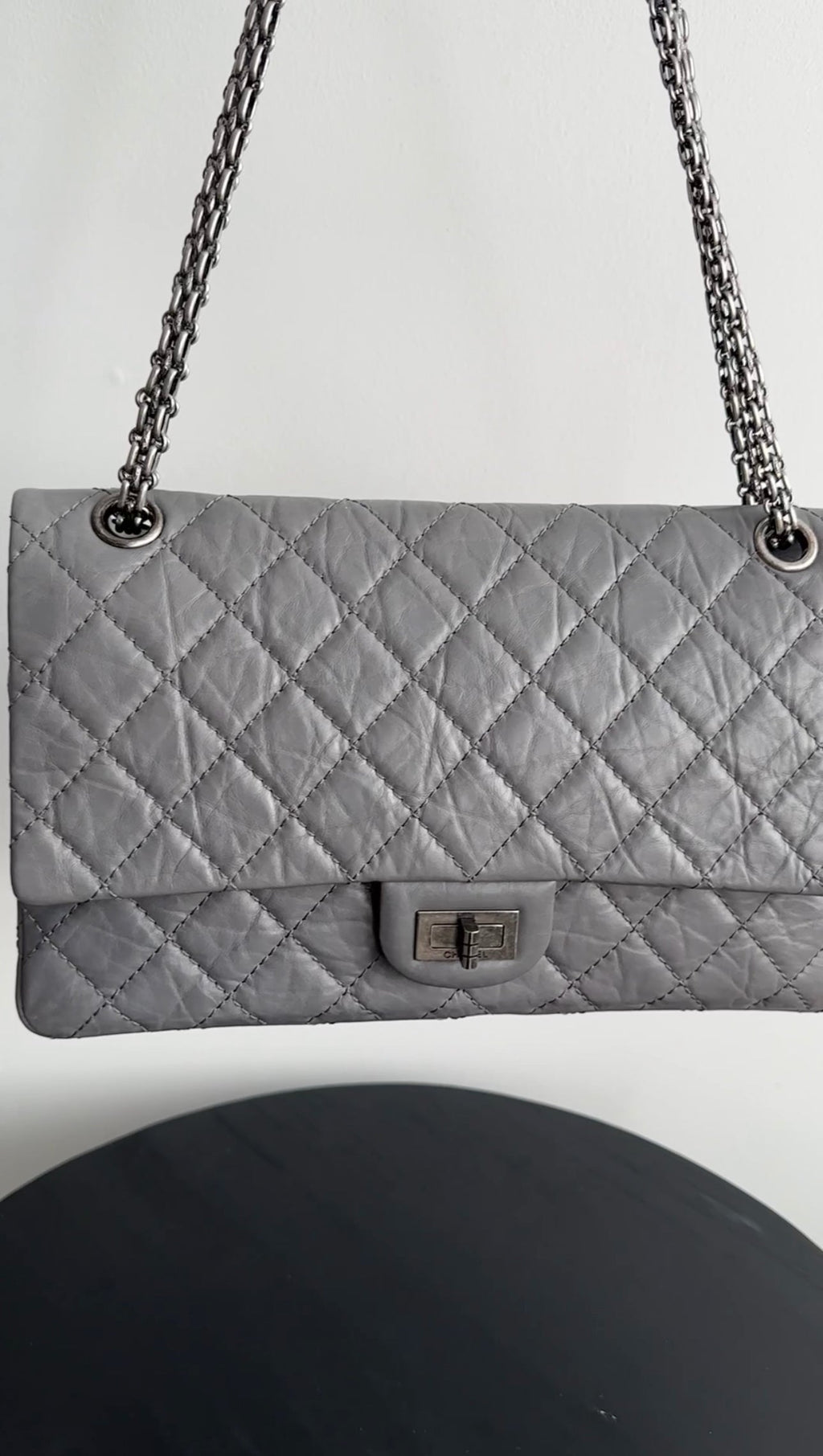 Chanel Grey Aged Calfskin Medium 226 Double Flap Bag