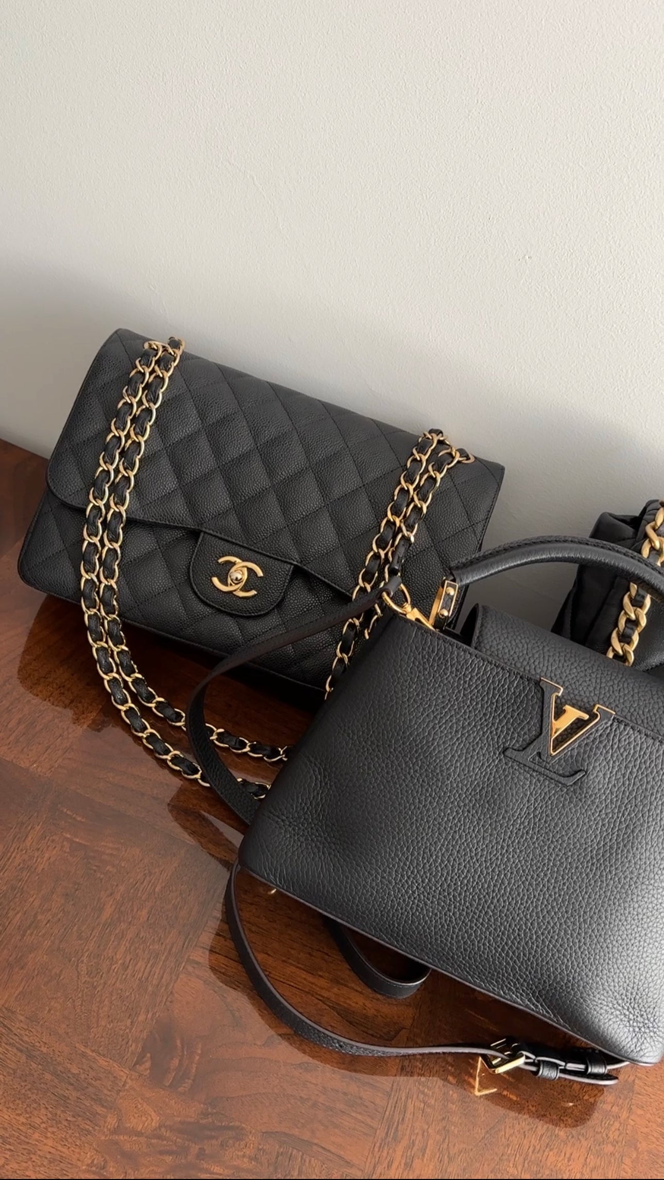 Chanel Black Caviar Jumbo Double Classic Flap Bag