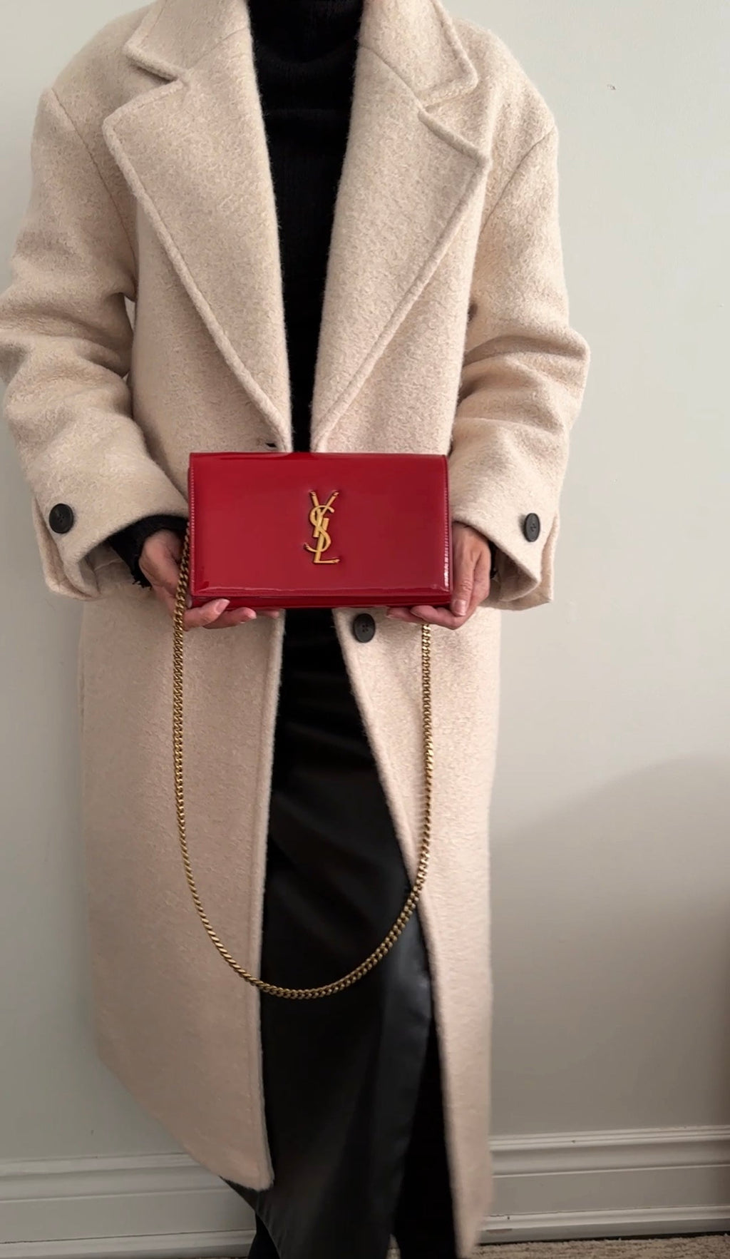 Saint Laurent Red Patent Kate Wallet on Chain Bag