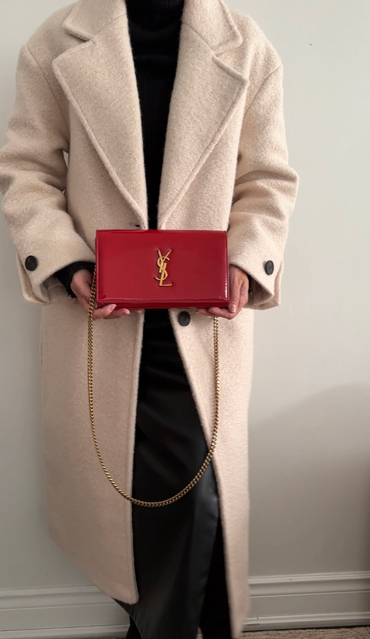 Saint Laurent Red Patent Kate Wallet on Chain Bag