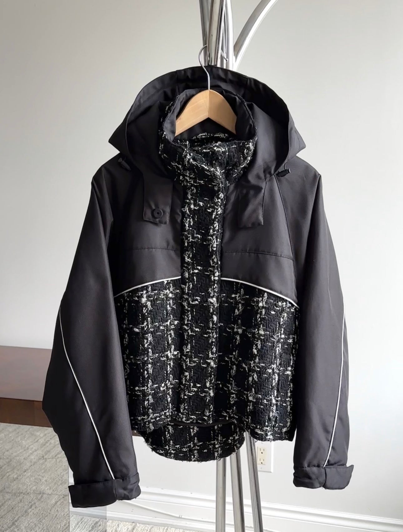 Giambattista Black Tweed Hooded Jacket - S (4/6)