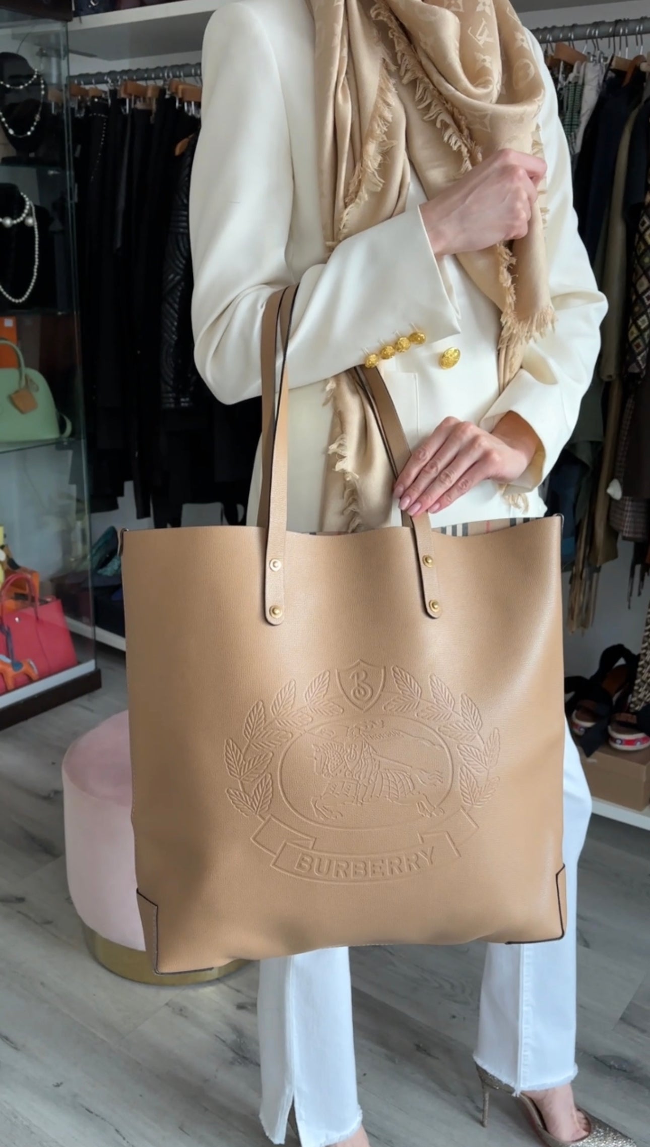 Burberry Large Remington Crest Tote Bag