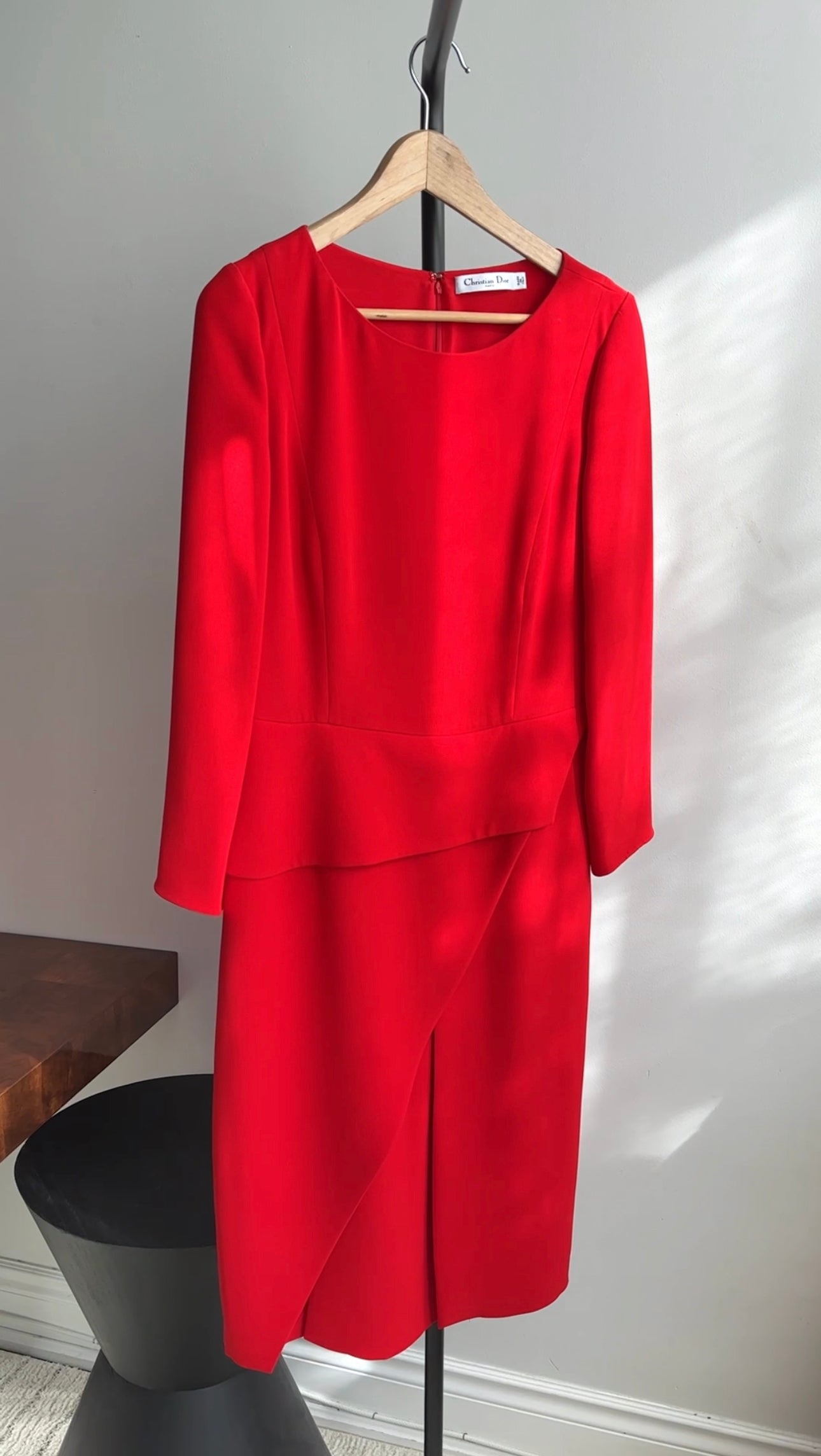 Christian Dior Red Silk Crepe Peplum Dress - FR42 / 10