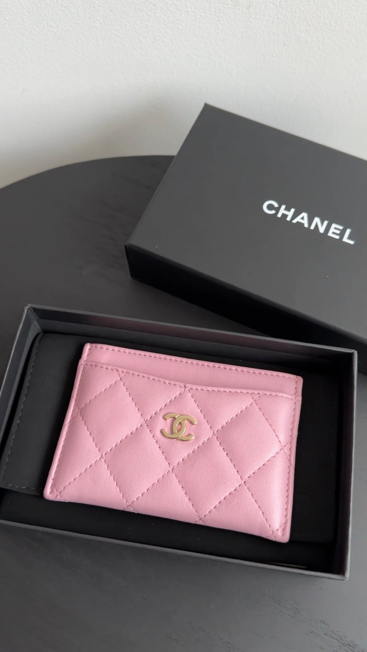 Chanel Light Pink Lambskin Quilted Classic  Holder