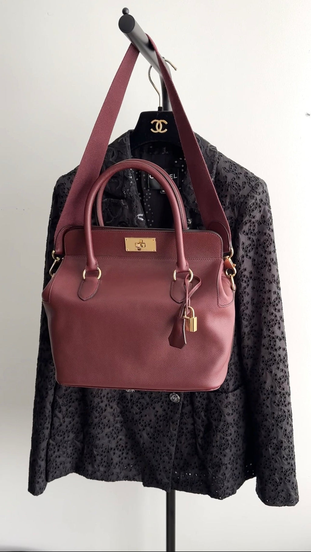 Hermes Sac Toolbox 26 Bordeaux Veau Evercolor