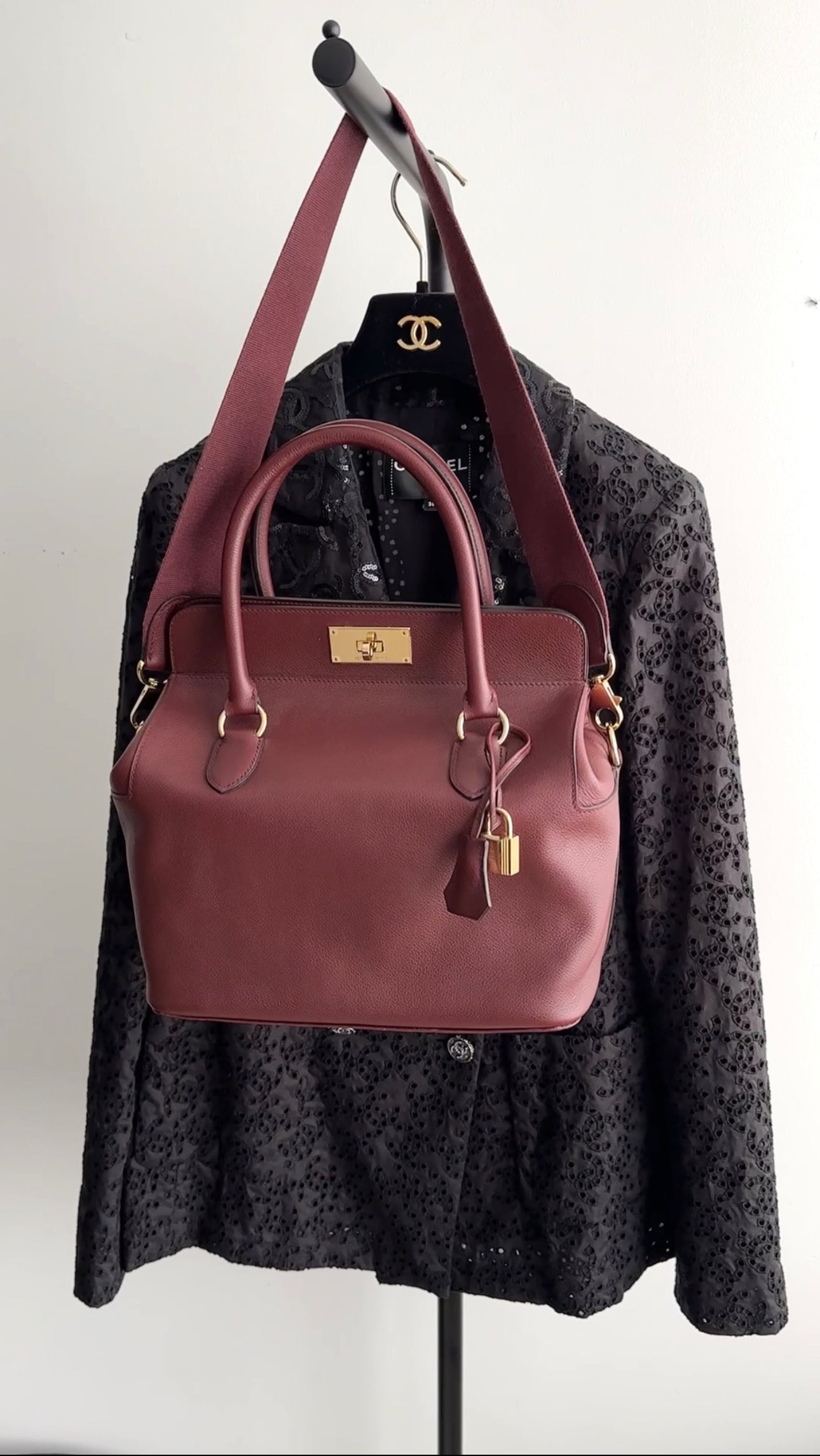 Hermes Sac Toolbox 26 Bordeaux Veau Evercolor