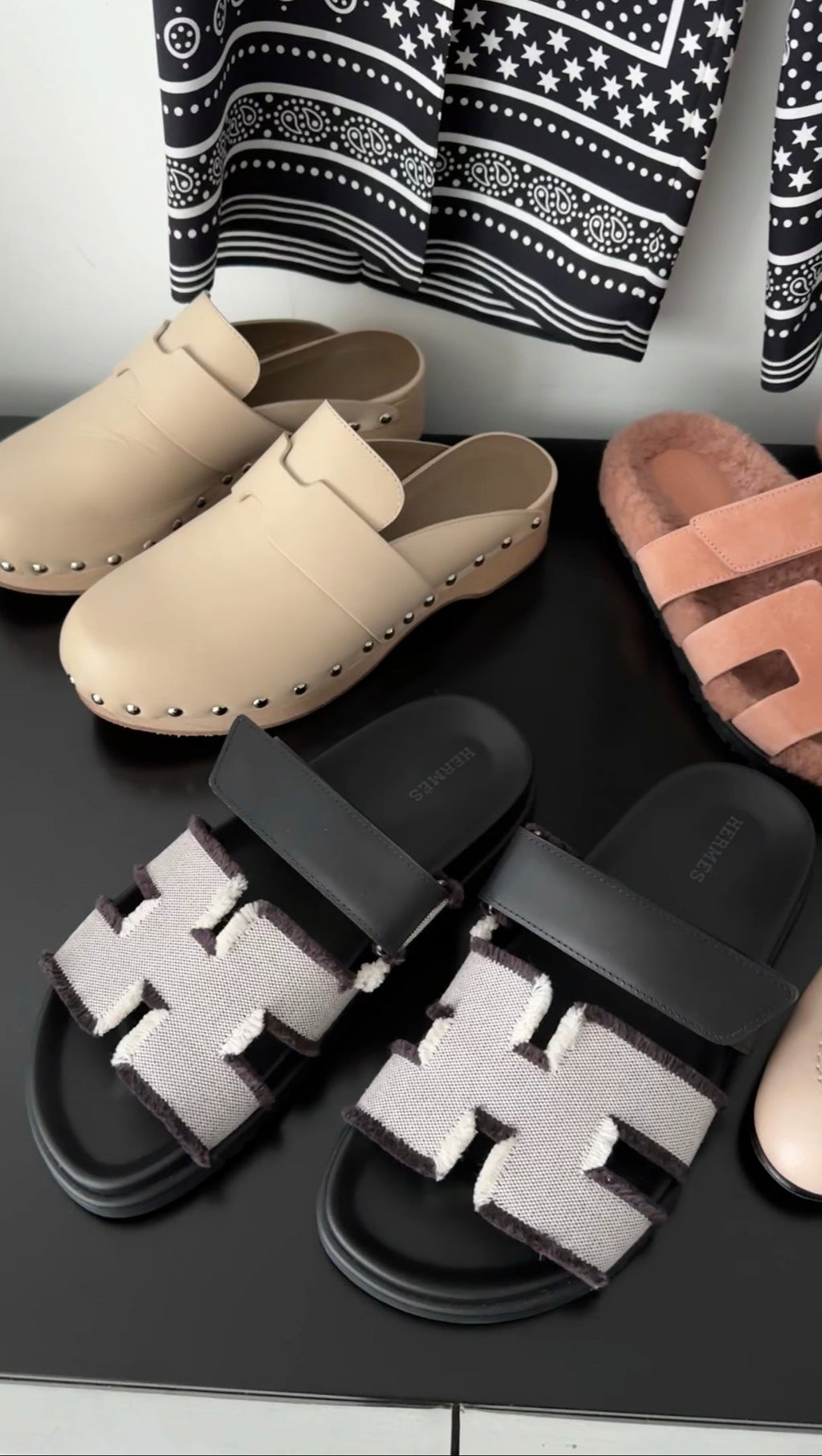 Hermes Beige Hermione Clog Mules - 37