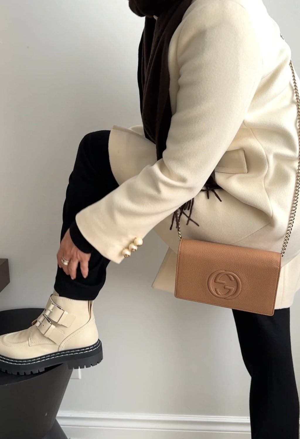 Proenza Schouler ivory Leather Buckle Combat Boots - 39