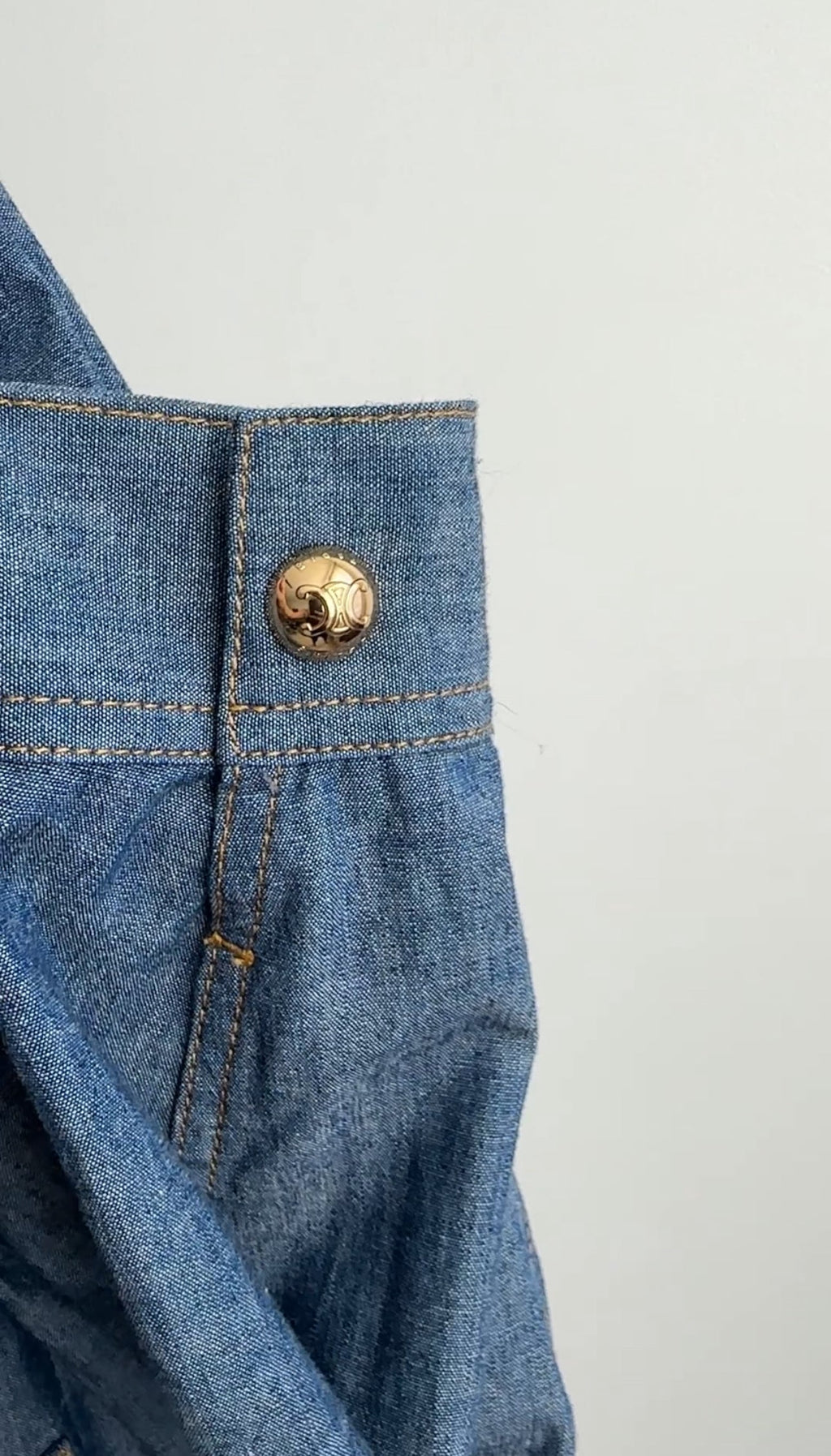 Celine Blue Denim Trucker Jacket Lightweight Shirting - M