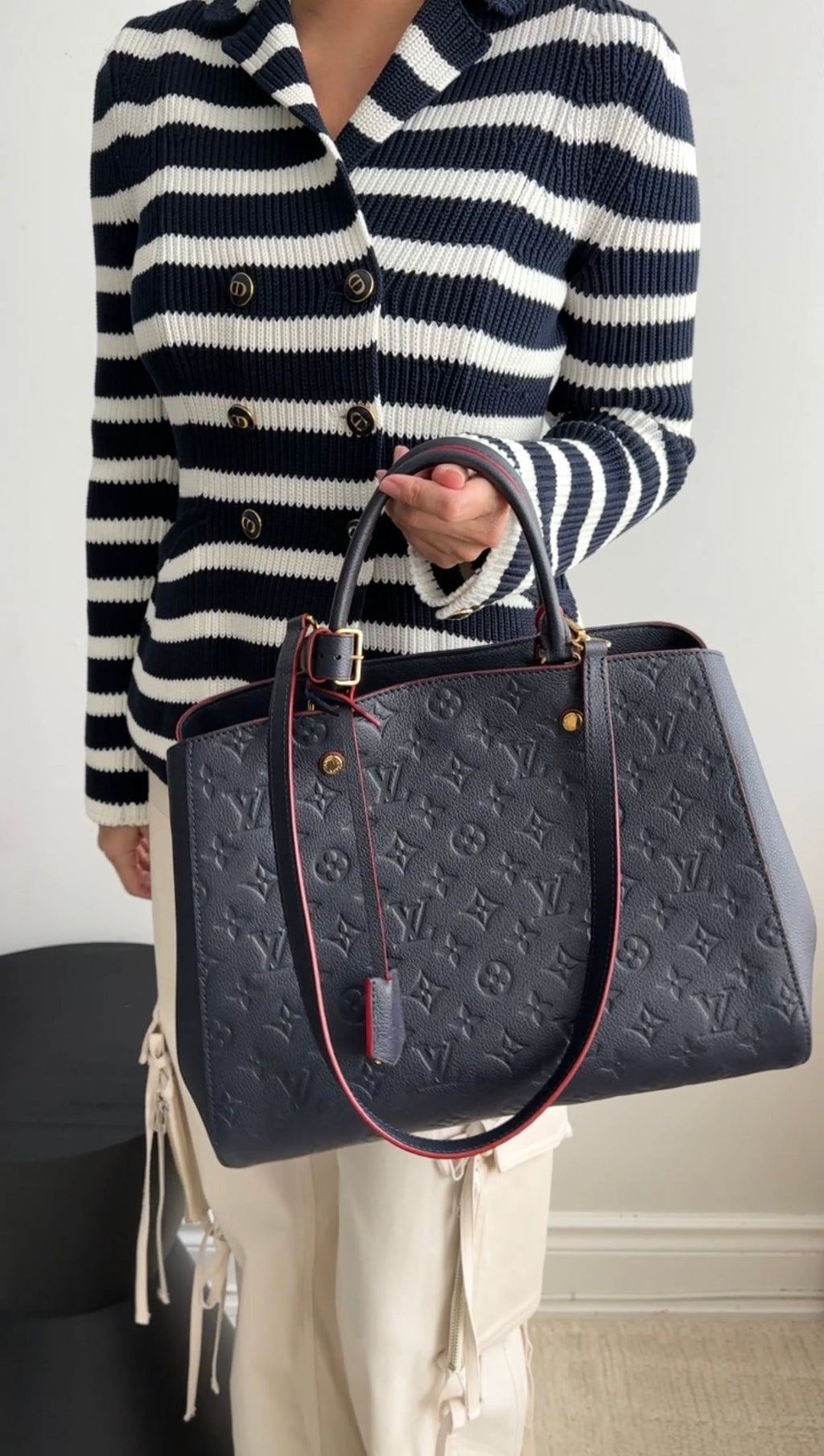 Louis Vuitton Navy and Red Monogram Empreinte Montagne MM Bag