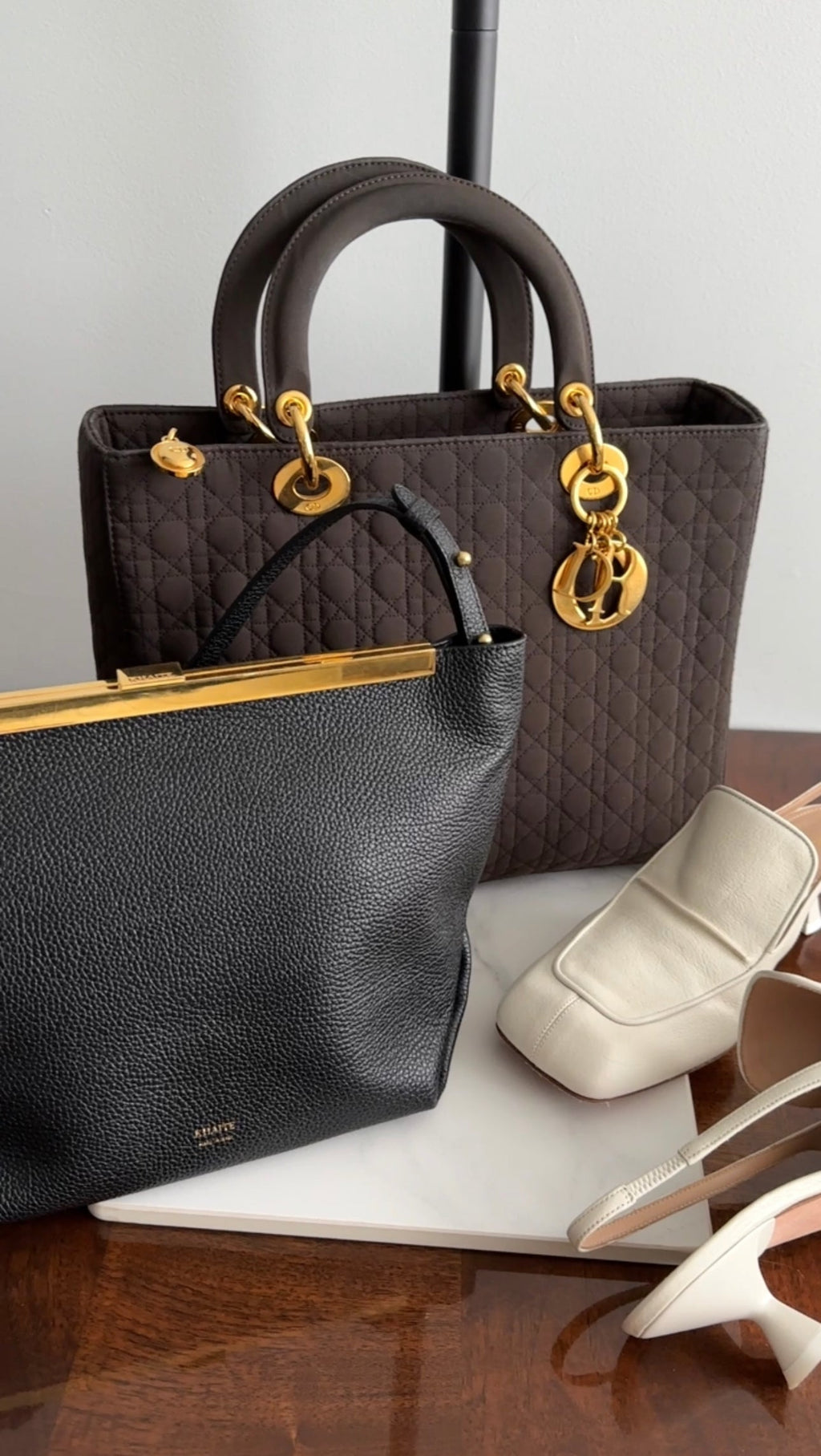 Christian Dior Vintage Lady Dior Brown Nylon Bag