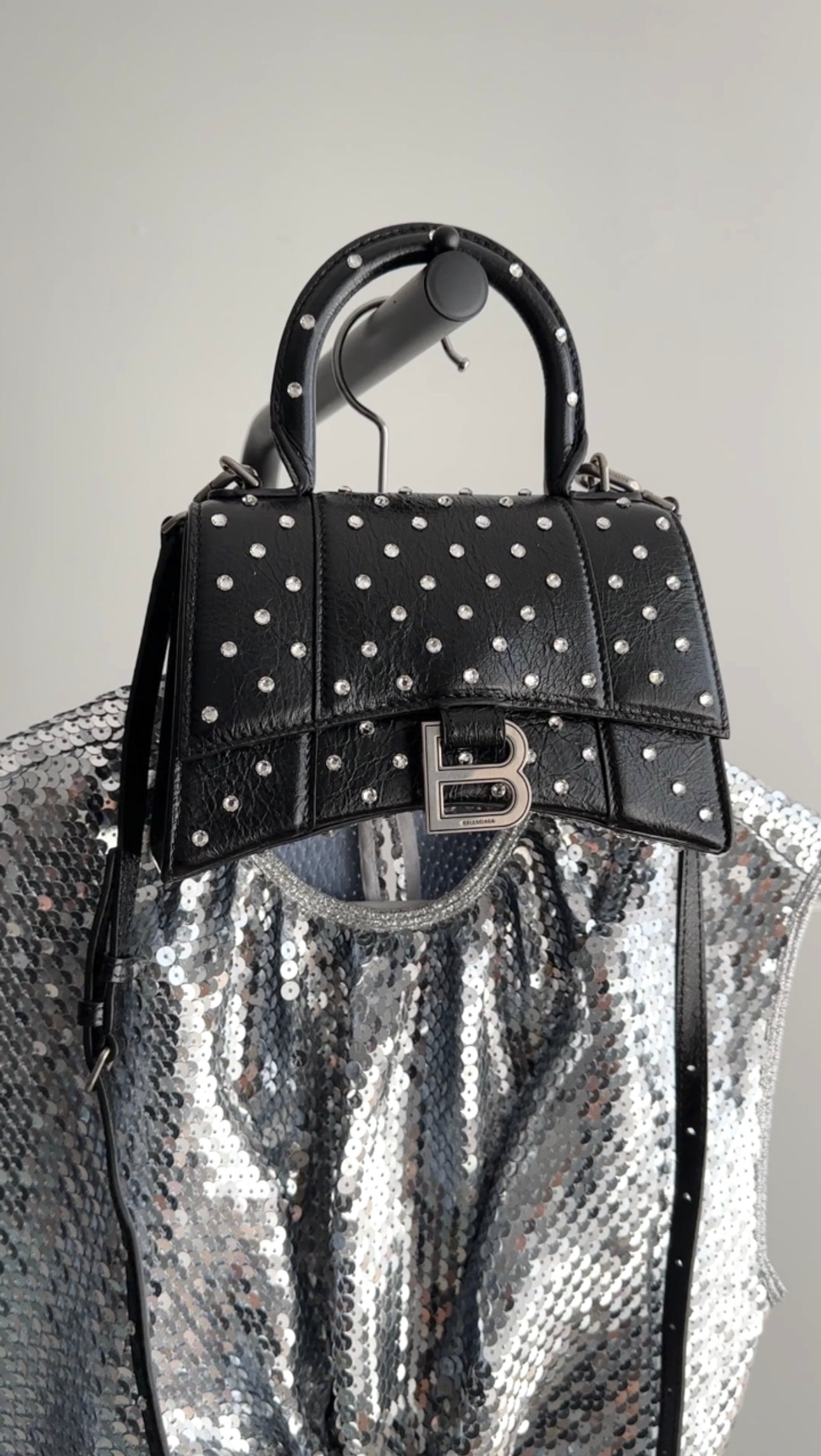 Balenciaga Black Hourglass XS with Rhinestones