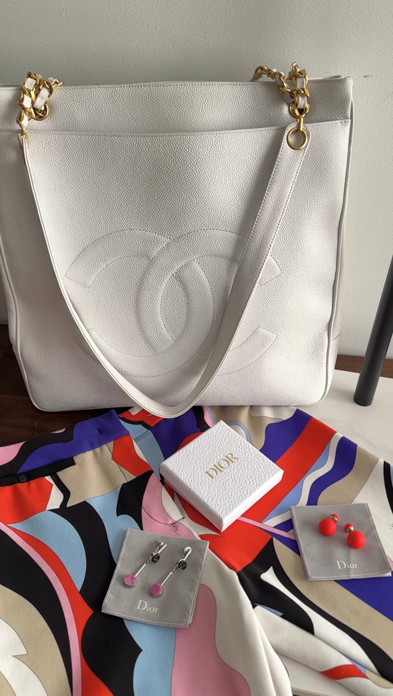 Dior Black and Pink Marble Drop Earrings