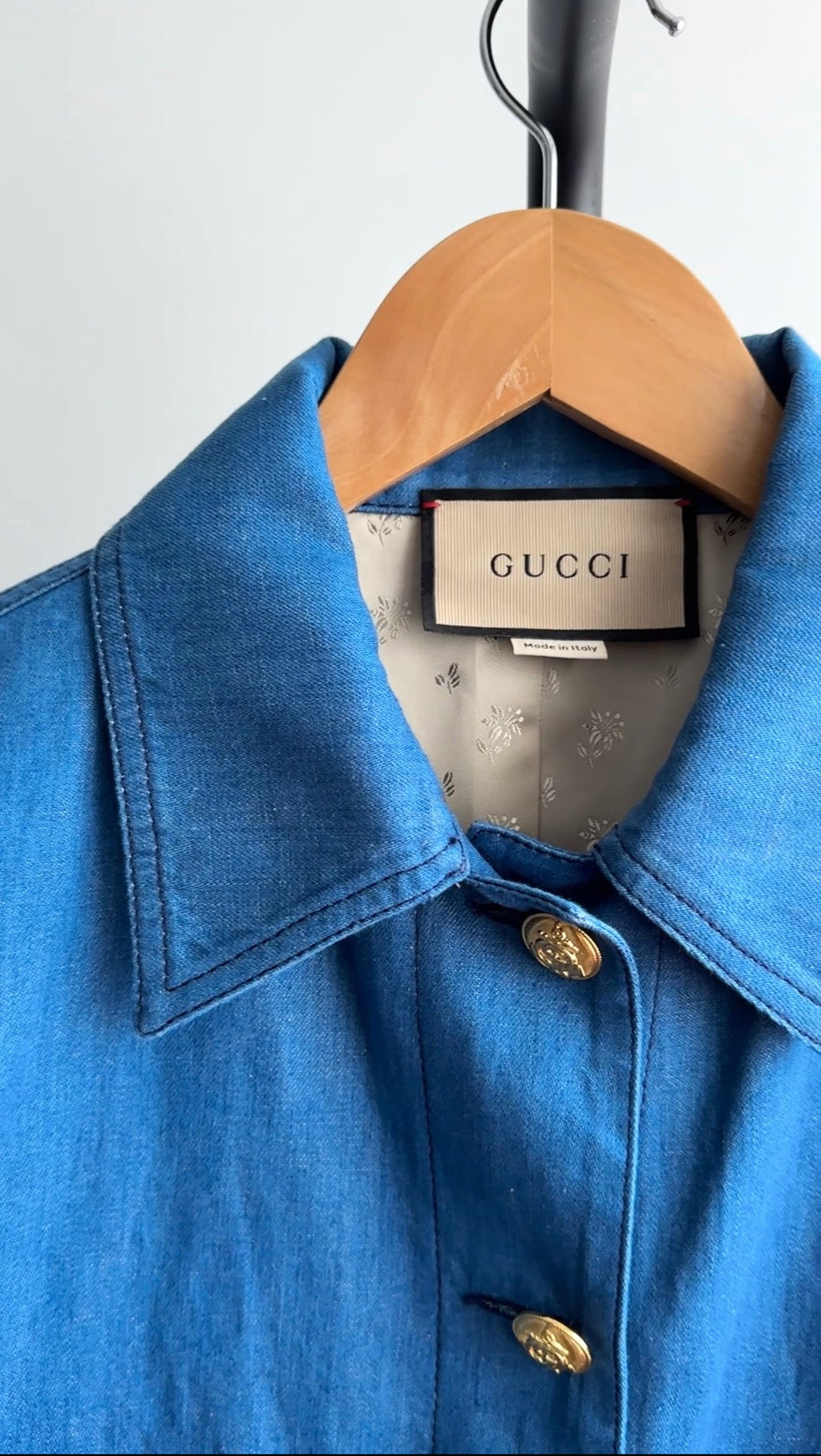 Gucci Blue Short Sleeve Jacket with Web Stripe - IT44 / USA 8
