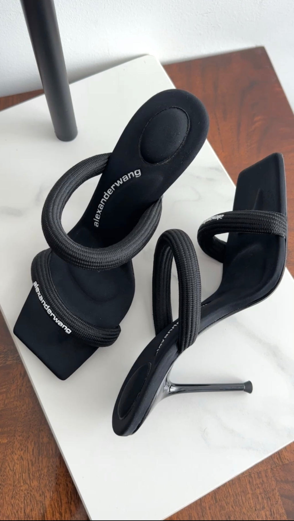 Alexander Wang Black Nylon Rope Julie Sandals - 39