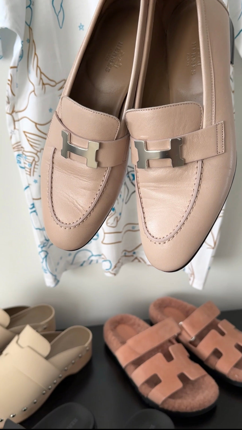 Hermes Beige Leather H Paris Loafer - 36.5