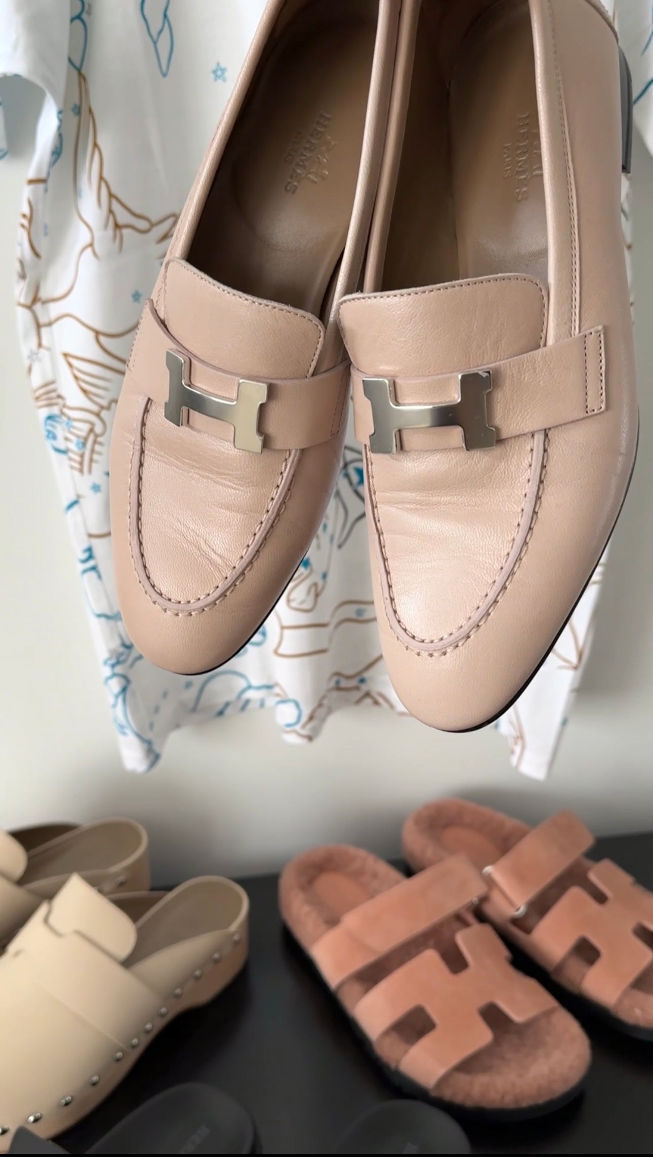 Hermes Beige Leather H Paris Loafer - 36.5