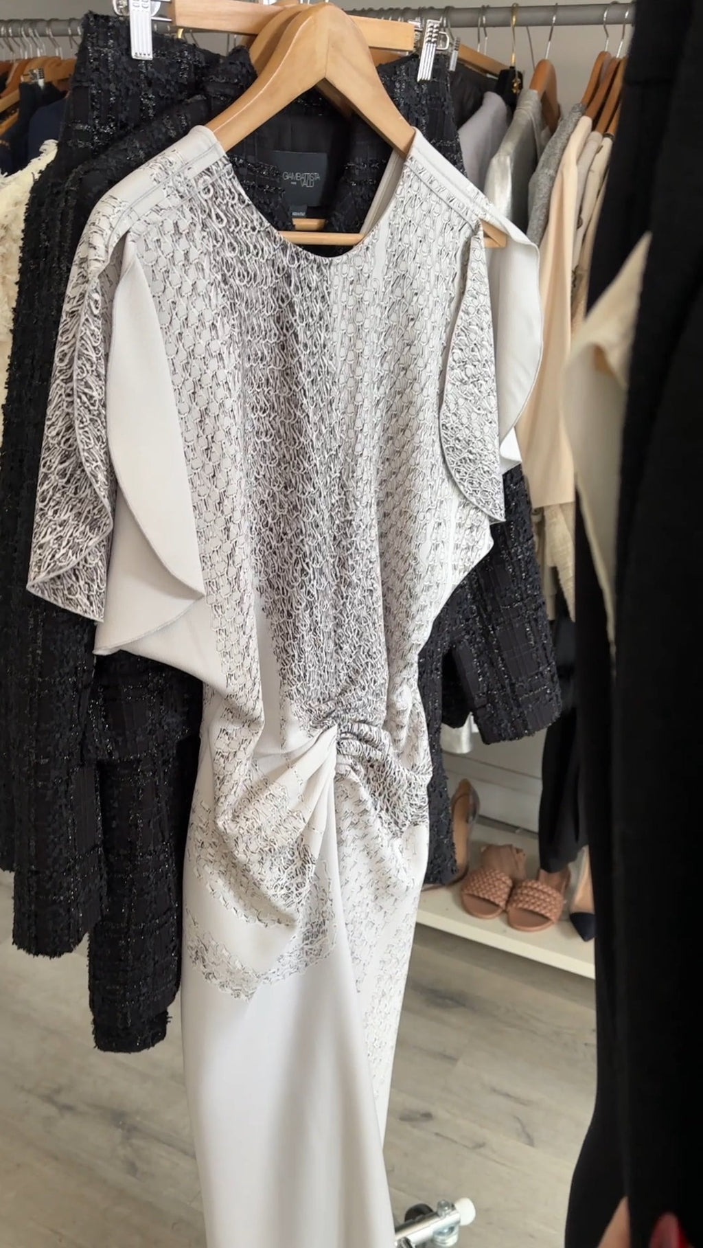 Victoria Beckham Grey Chain Print Ruch Gown - M (6/8)