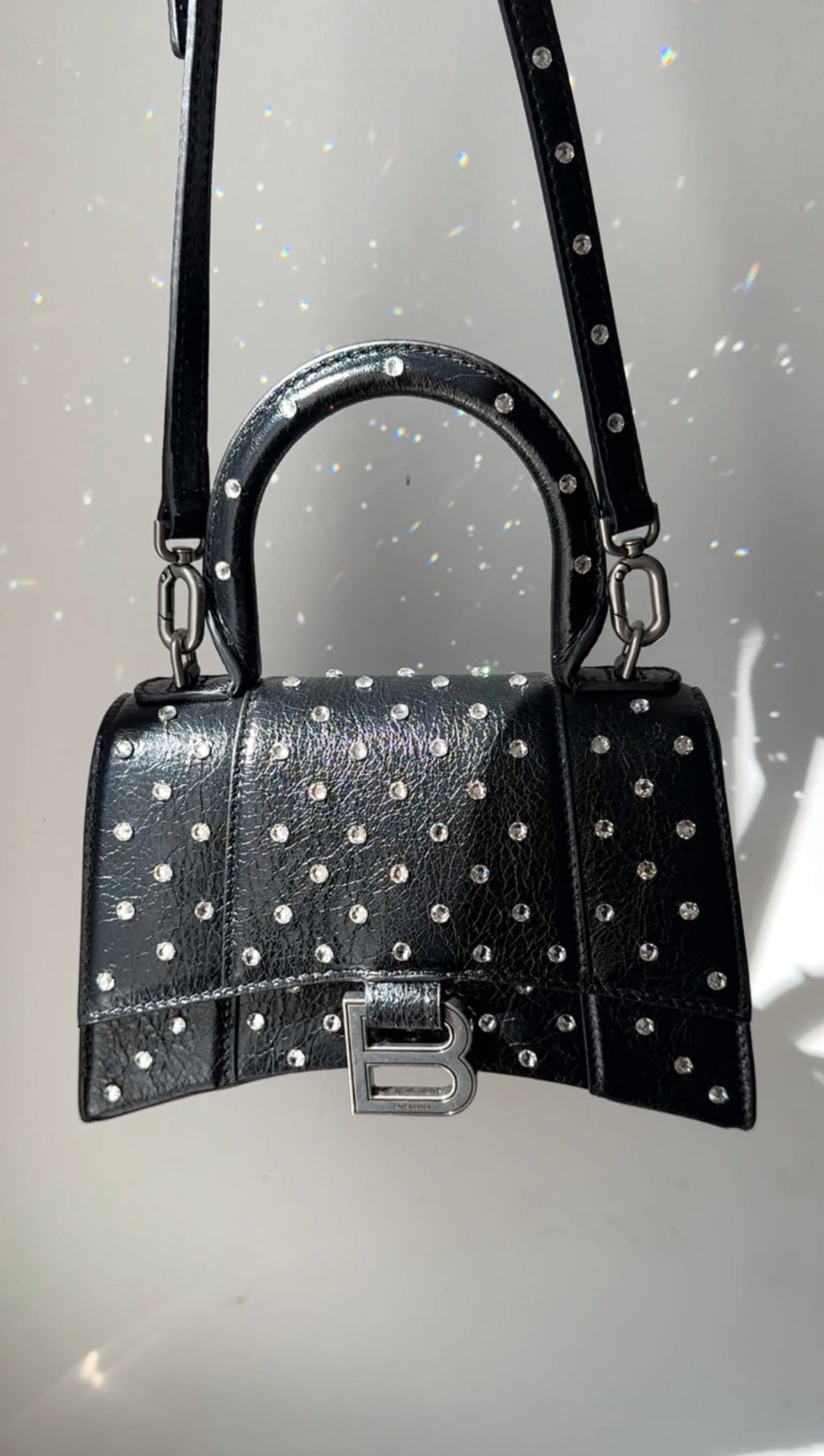 Balenciaga Black Hourglass XS with Rhinestones