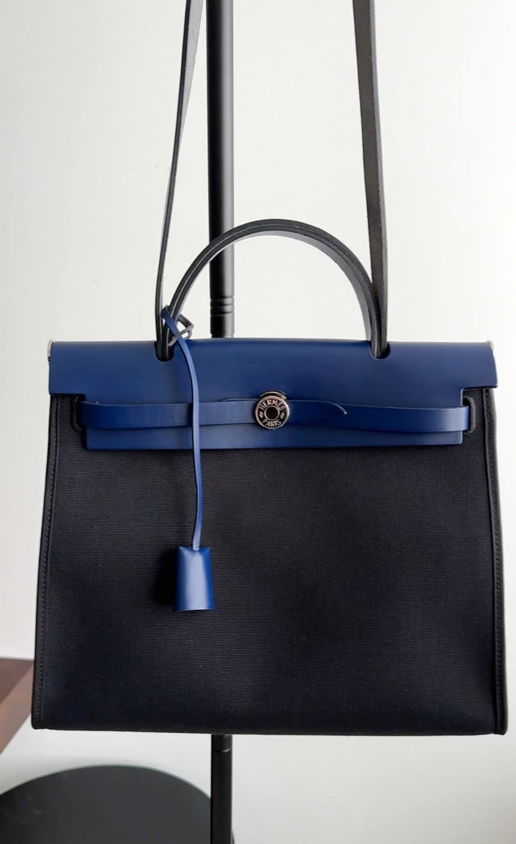 Hermes Blue and Black Herbag Zip 31