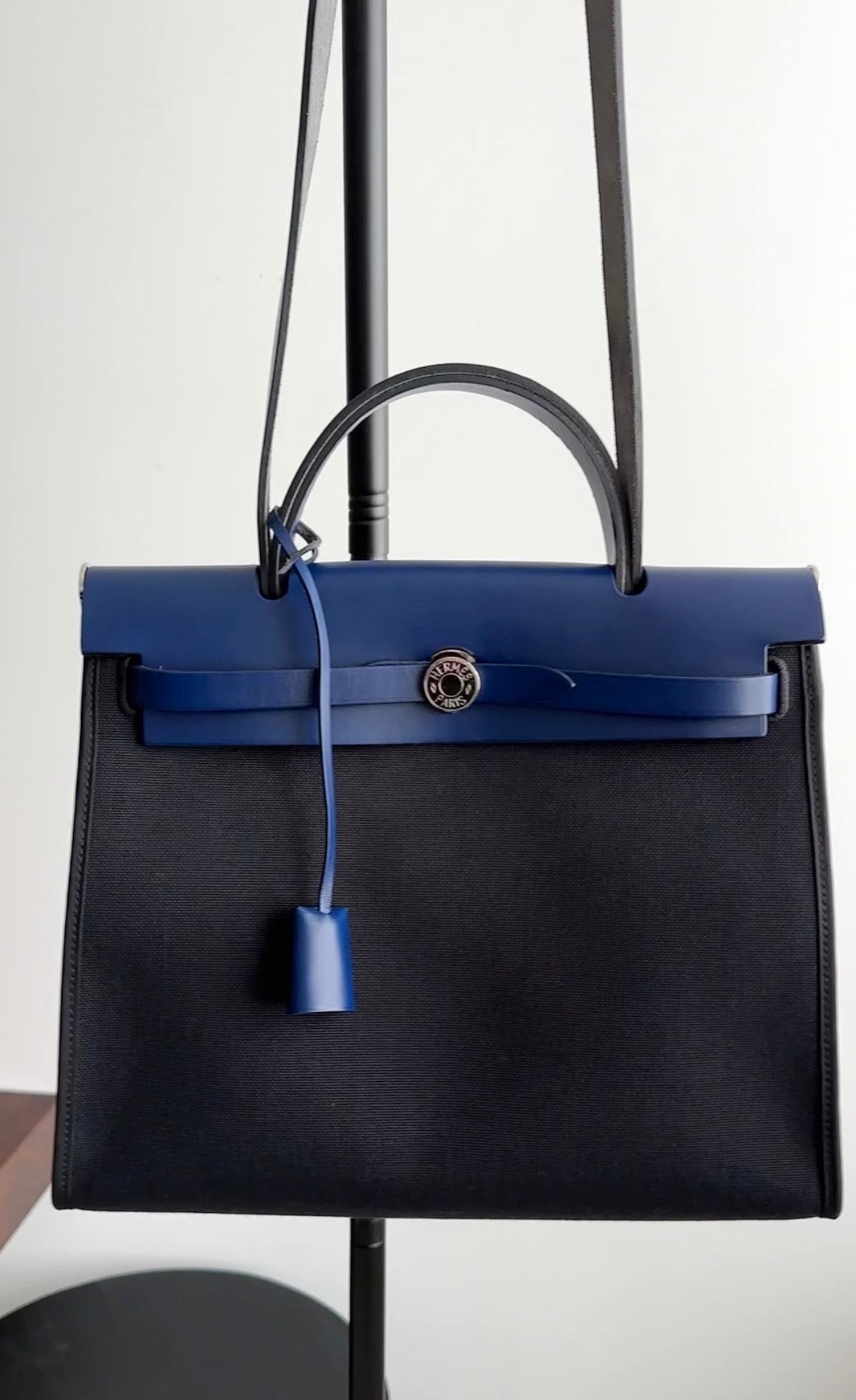 Hermes Blue and Black Herbag Zip 31