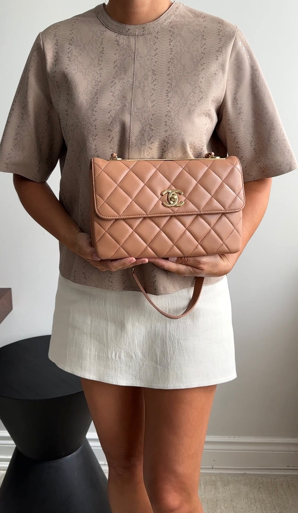 Chanel Beige Quilted Trendy CC Flap Bag