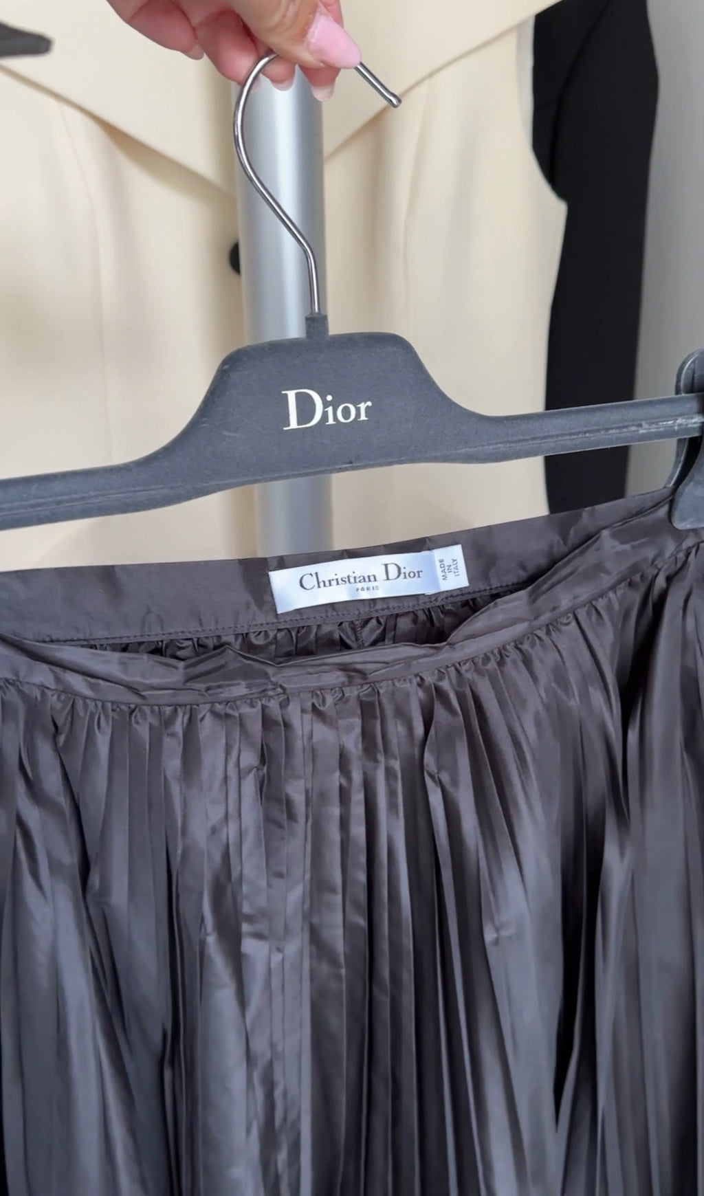 Christian Dior Black Silk Pleat Long Skirt - 28" waist