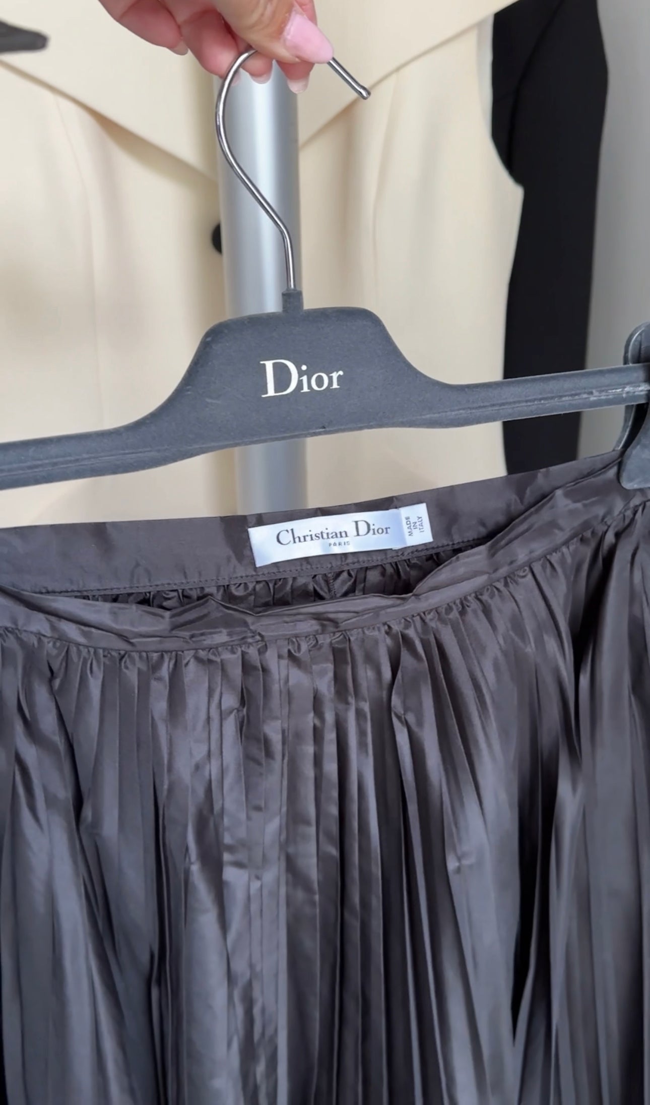 Christian Dior Black Silk Pleat Long Skirt - 28" waist