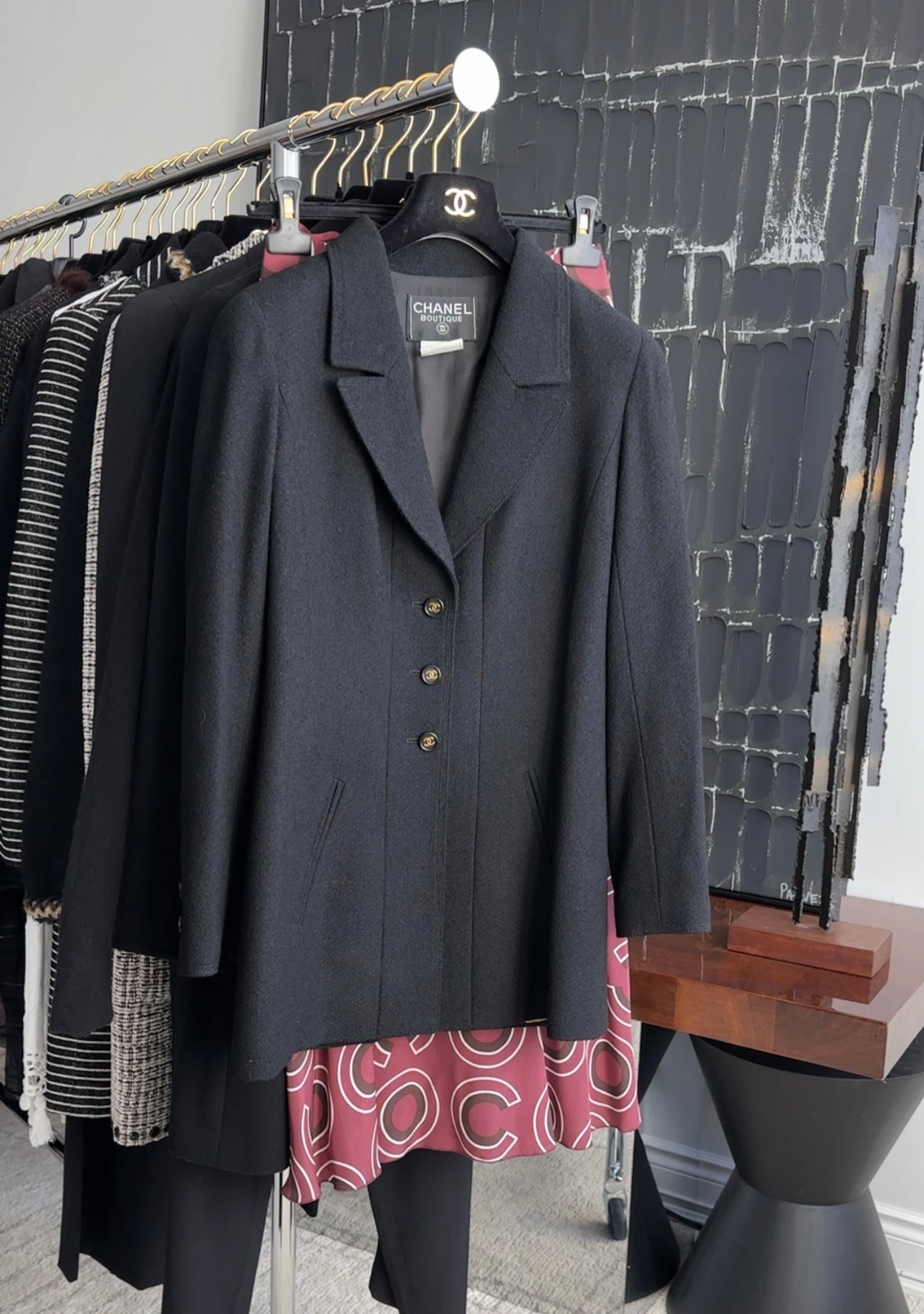 Chanel Vintage 97P Black Boucle Wool Classic CC Jacket - FR42 / 8 / 10