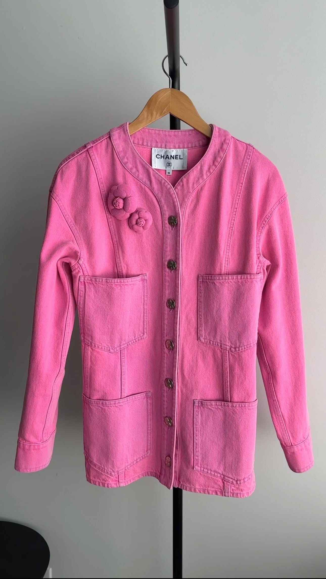 Chanel Spring 2021 Bright Pink Denim Jacket - FR36 / 4