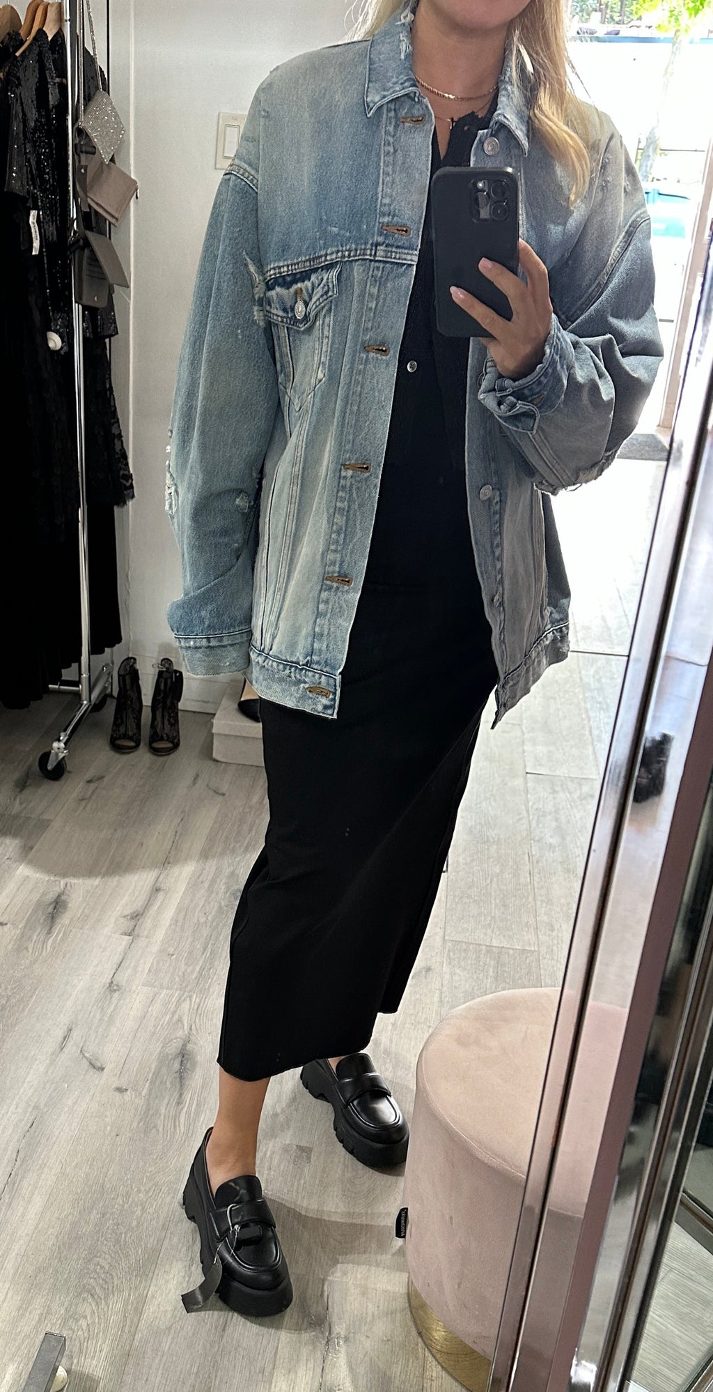Balenciaga Oversized Distressed Blue Denim Jacket - S / M / L