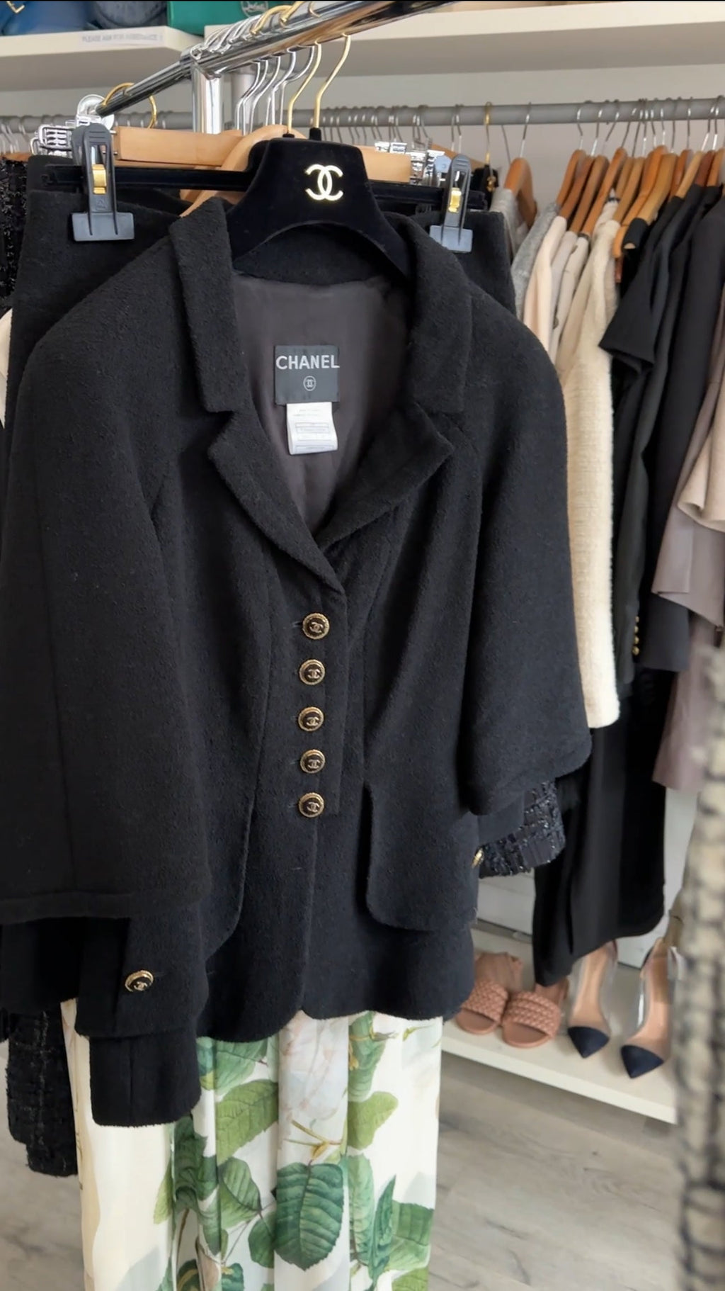Chanel 07P Black Classic Skirt Suit with Gold CC Buttons - FR40 / 8