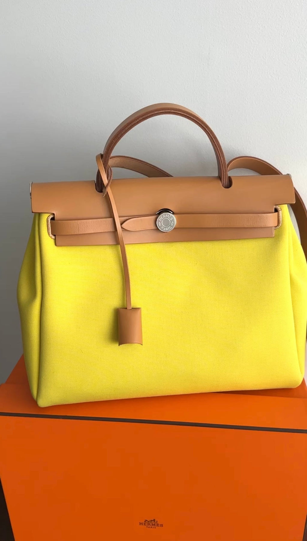 Hermes Herbag Zip 31  Retourne Lime / Naturel Sable