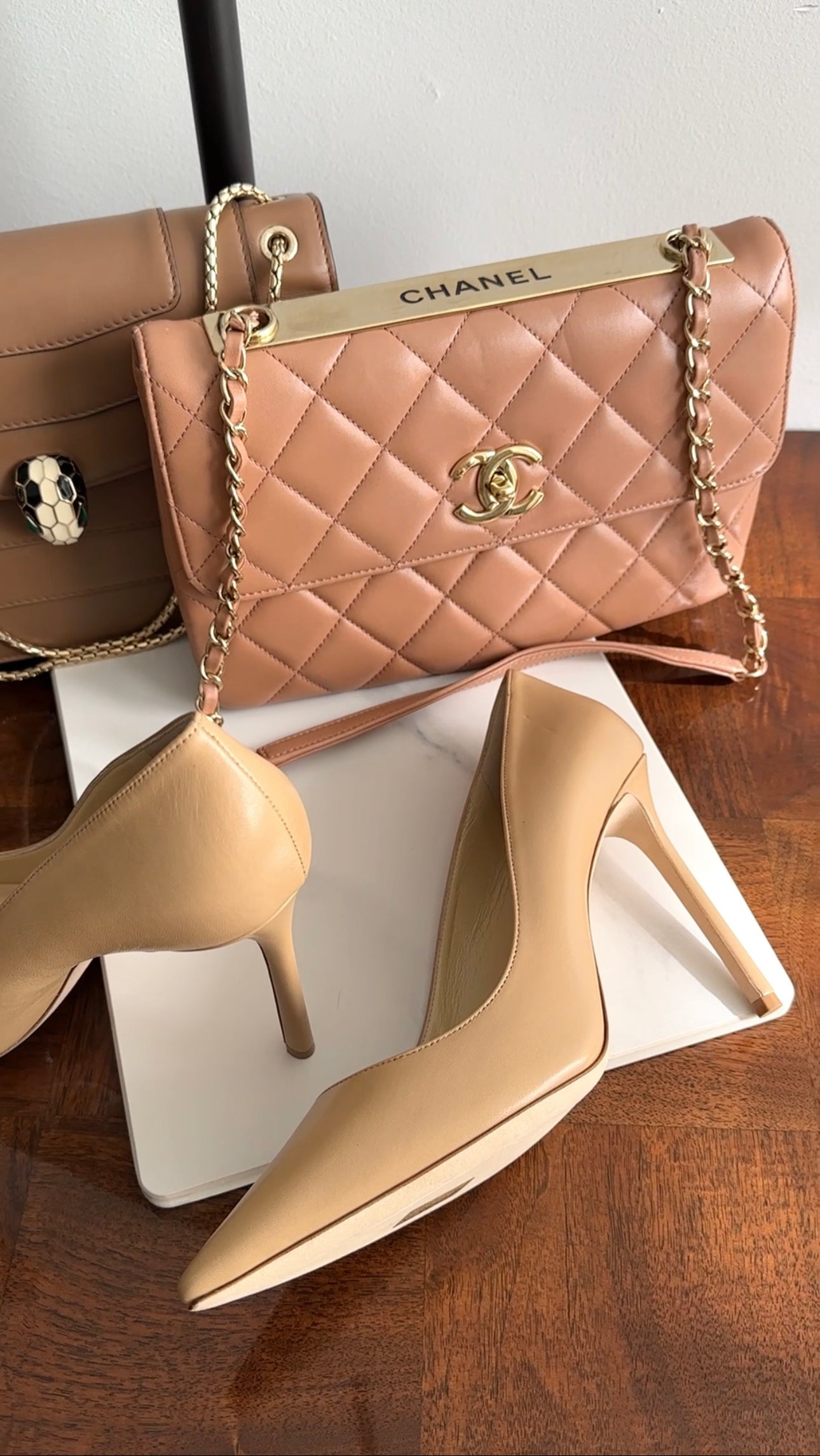 Chanel Beige Quilted Trendy CC Flap Bag