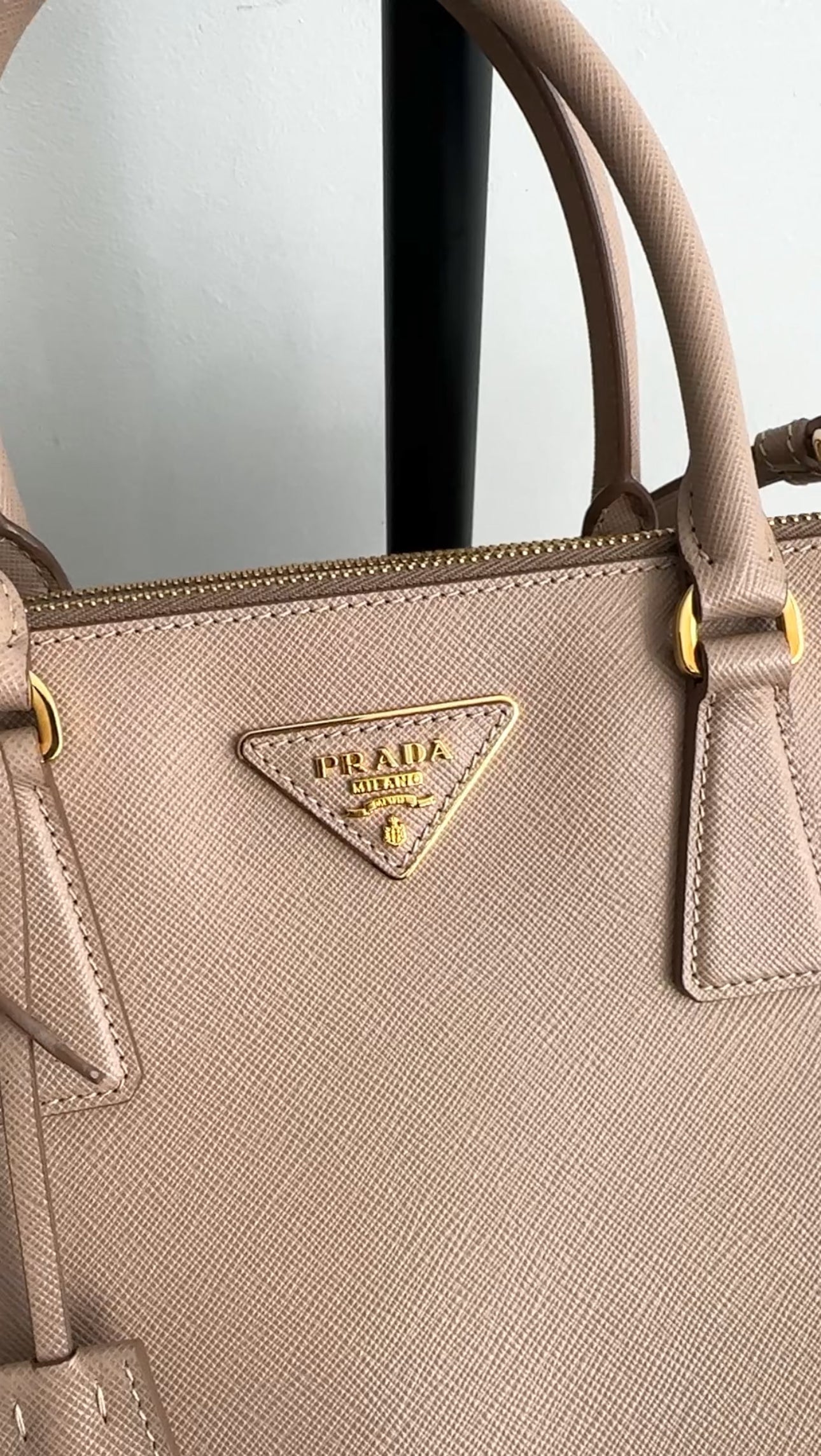 Prada Medium Beige Cammeo Saffiano Leather Galleria Tote Bag