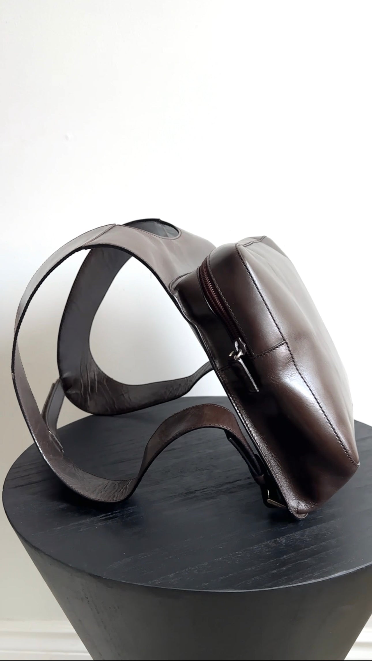 Prada Vintage Archive SS 1999 Brown Leather Chest Rig Backpack Bag