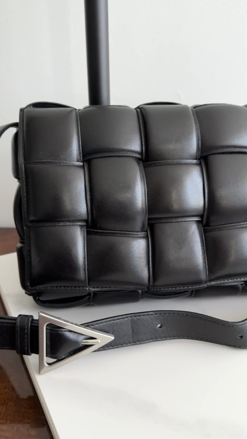 Bottega Veneta Black Padded Casette Crossbody Bag