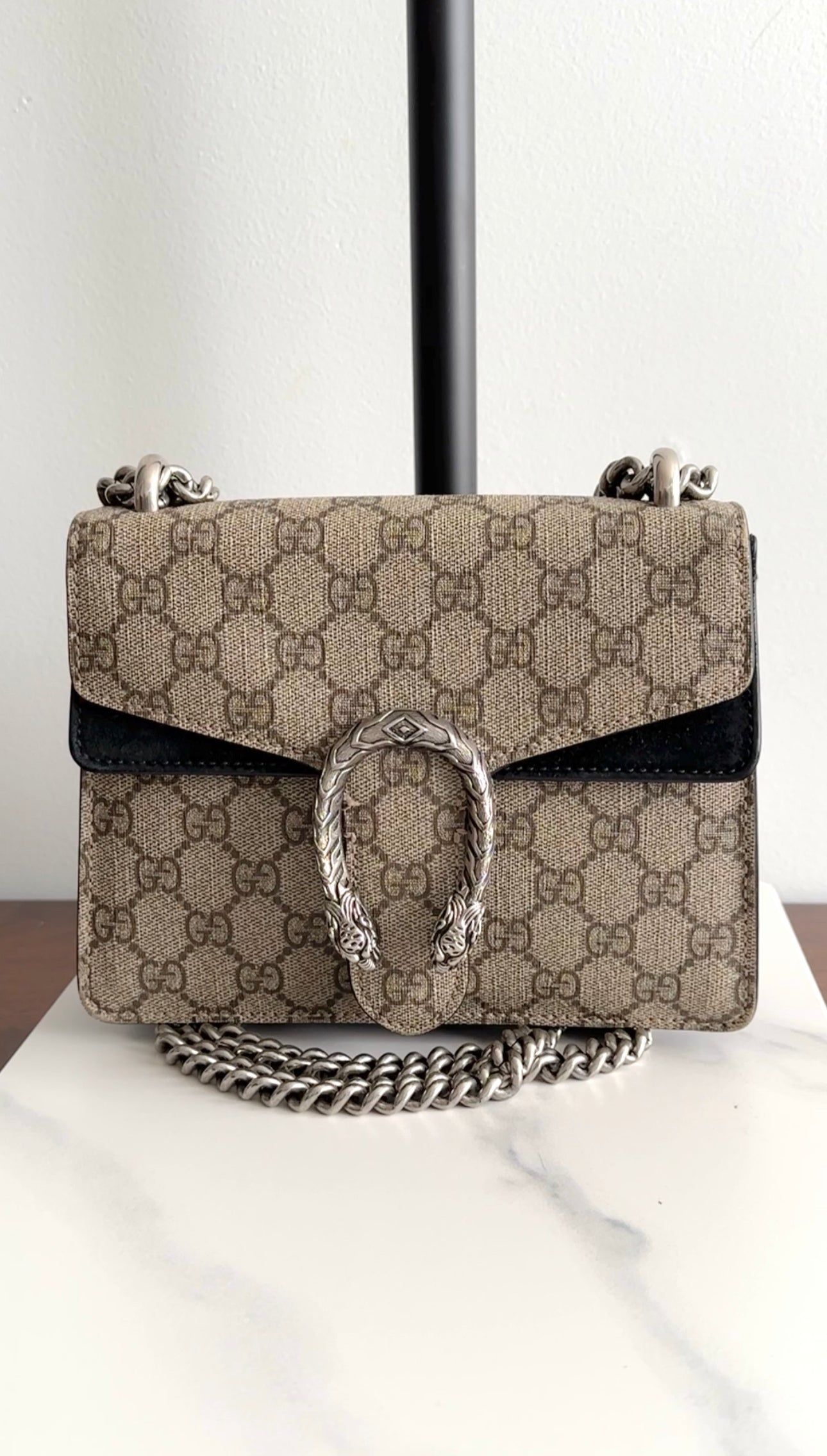 Gucci Monogram Supreme Mini Dionysus Chain Flap Bag