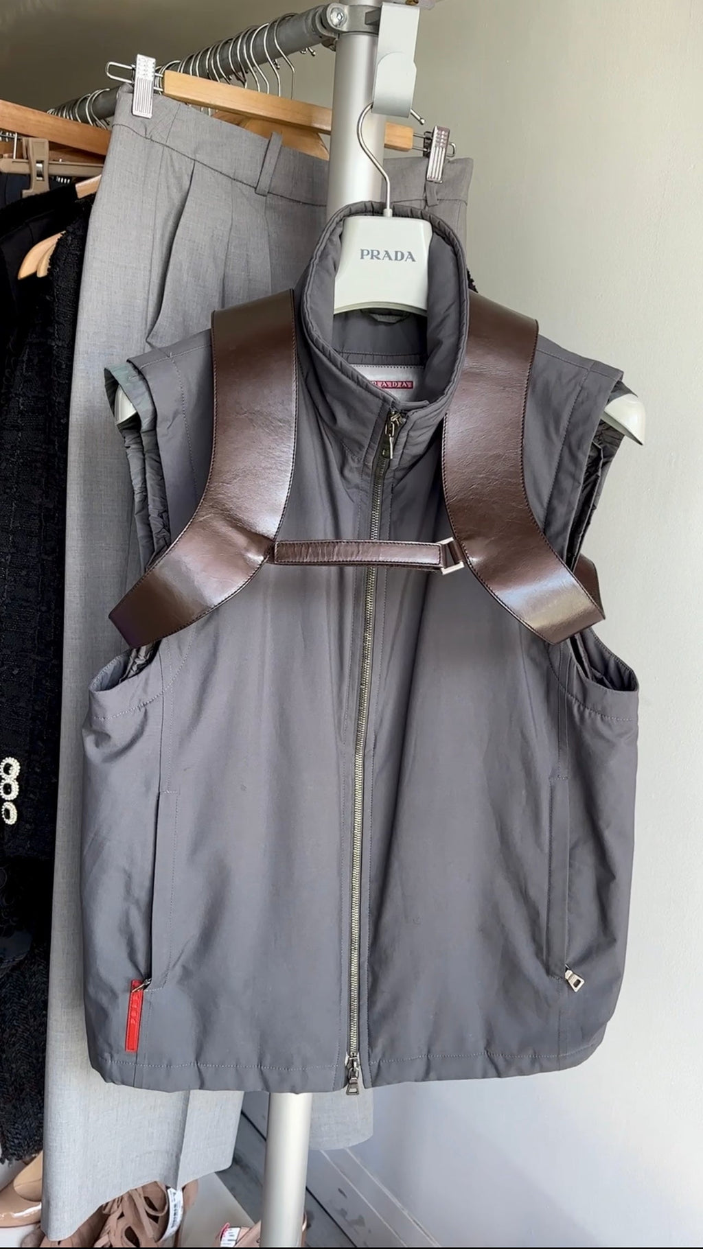 Prada Vintage Archive SS 1999 Brown Leather Chest Rig Backpack Bag