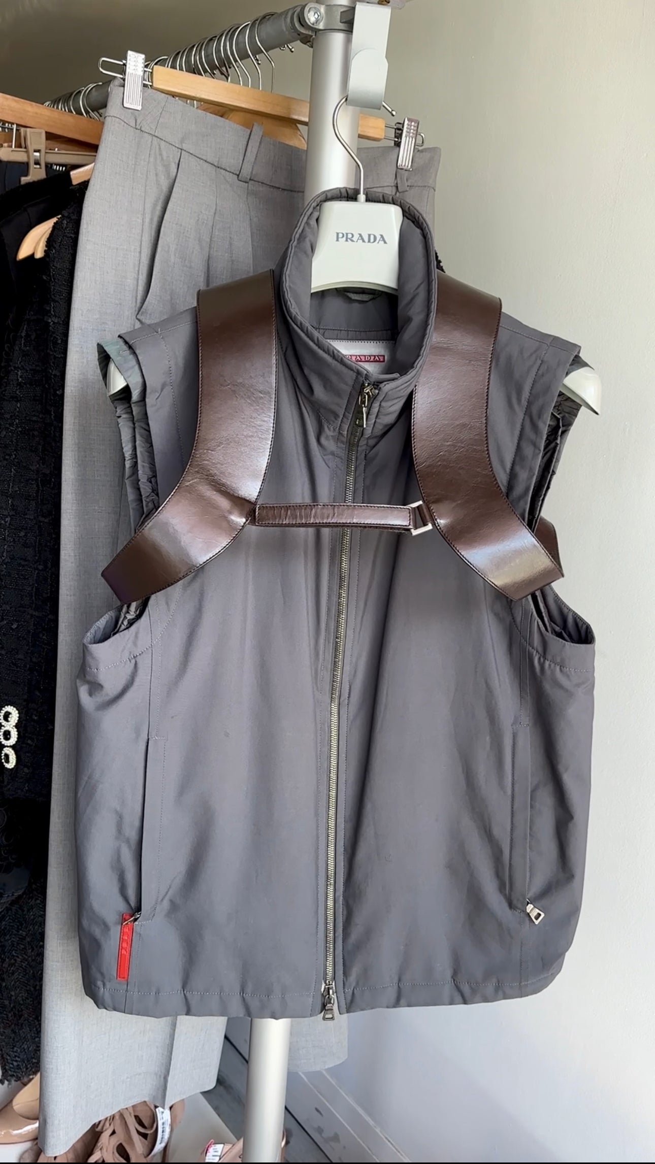 Prada Vintage Archive SS 1999 Brown Leather Chest Rig Backpack Bag