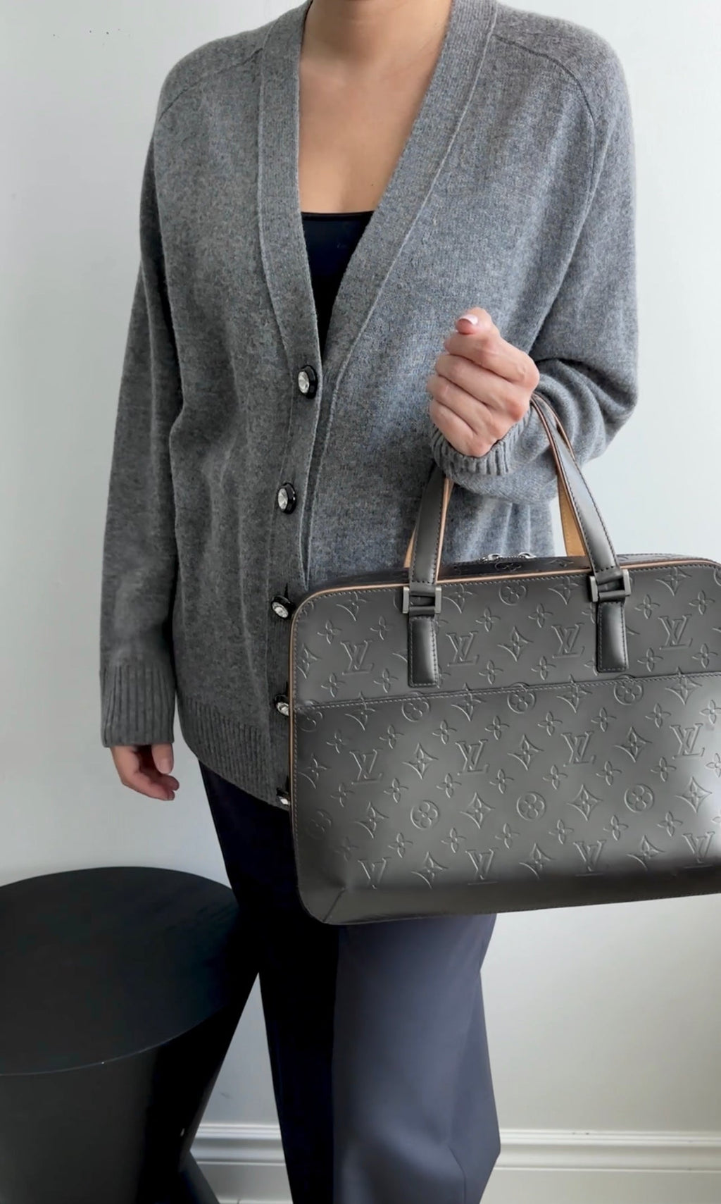 Louis Vuitton Vintage 2002 Mat Malden Charcoal Grey Handbag