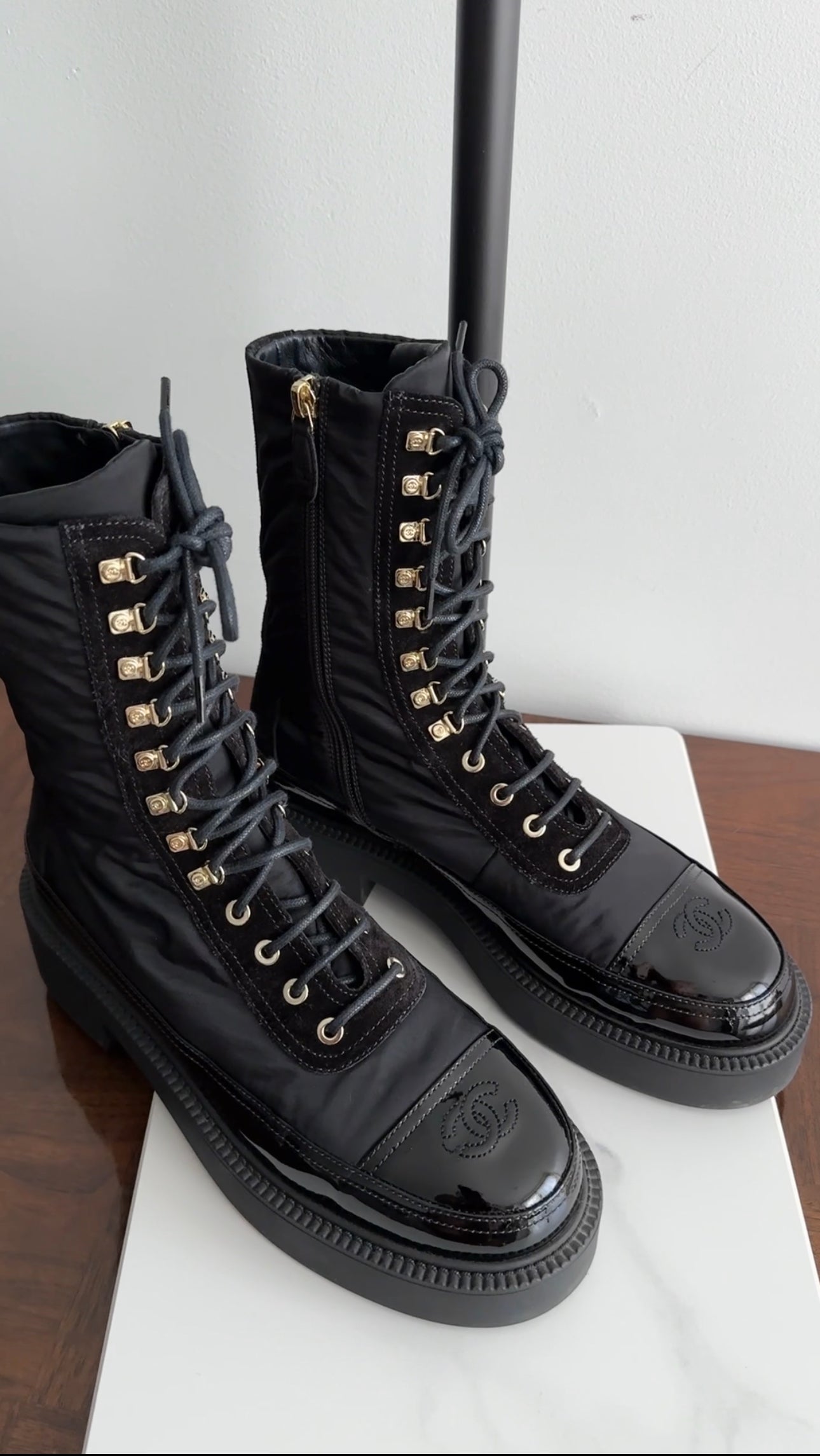 Chanel 2021 Combo Nylon Patent Ankle Boot - 40.5 / 9.5