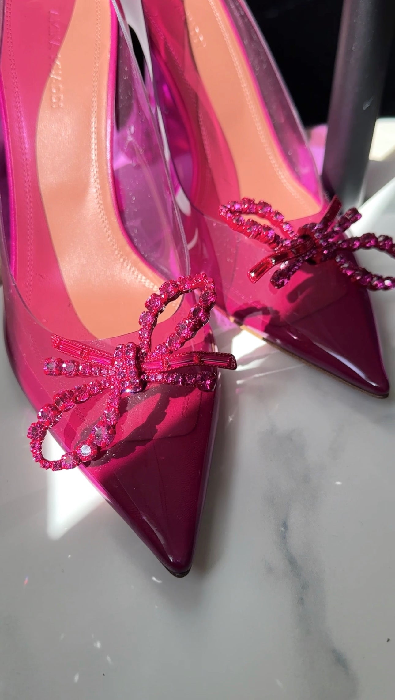 Amina Muaddi Magenta Purple Crystal Glass Pump - fits EU37