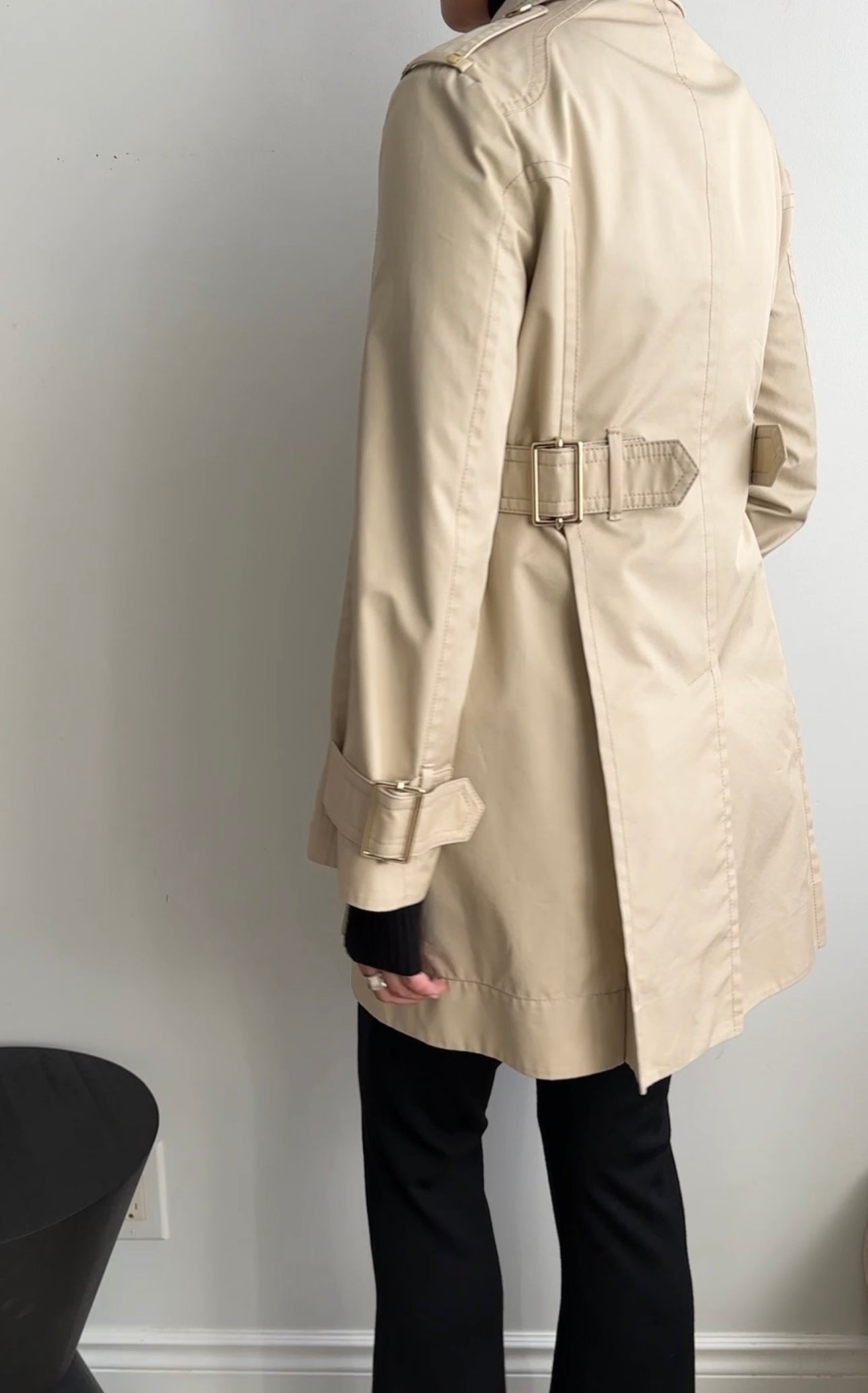 Gucci Beige Double Breasted Star Charm Belted Trench Coat - USA 2